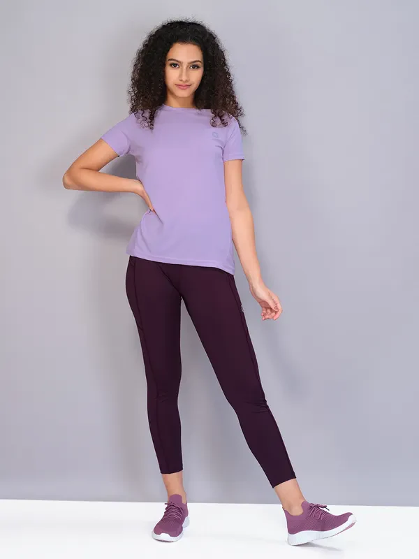 Women Solid Slim Fit Crew Neck T-shirt with TECHNO COOL - Image 5