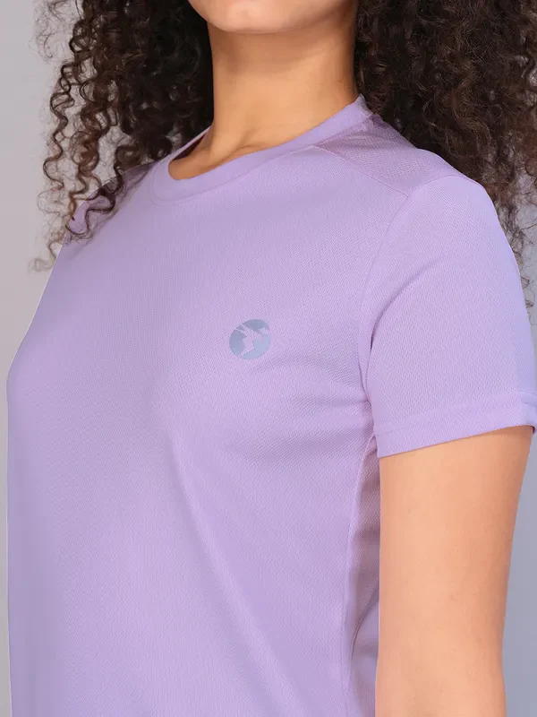 Women Solid Slim Fit Crew Neck T-shirt with TECHNO COOL - Image 6