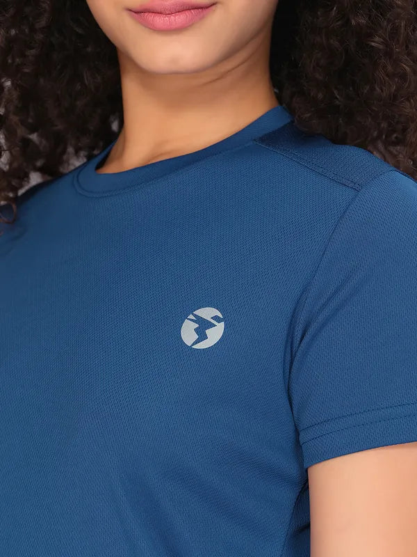 Women Solid Slim Fit Crew Neck T-shirt with TECHNO COOL - Image 6
