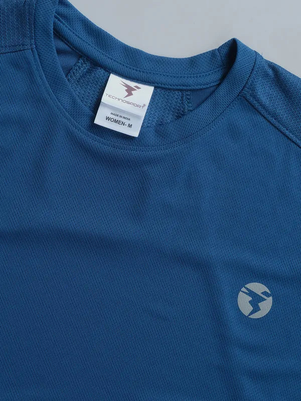 Women Solid Slim Fit Crew Neck T-shirt with TECHNO COOL - Image 7