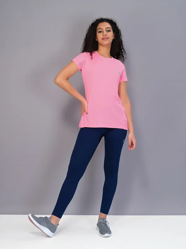 Women Solid Slim Fit Crew Neck T-shirt with TECHNO COOL - Image 5