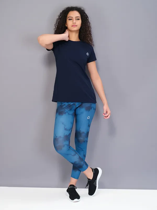 Women Solid Slim Fit Crew Neck T-shirt with TECHNO COOL - Image 5