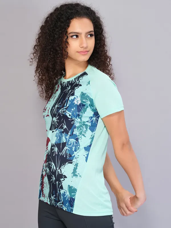 Women Printed Slim Fit Crew Neck T-shirt with TECHNO COOL - Image 2