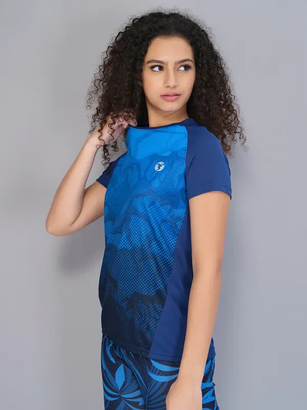 Women Printed Slim Fit Crew Neck T-shirt with TECHNO COOL - Image 2