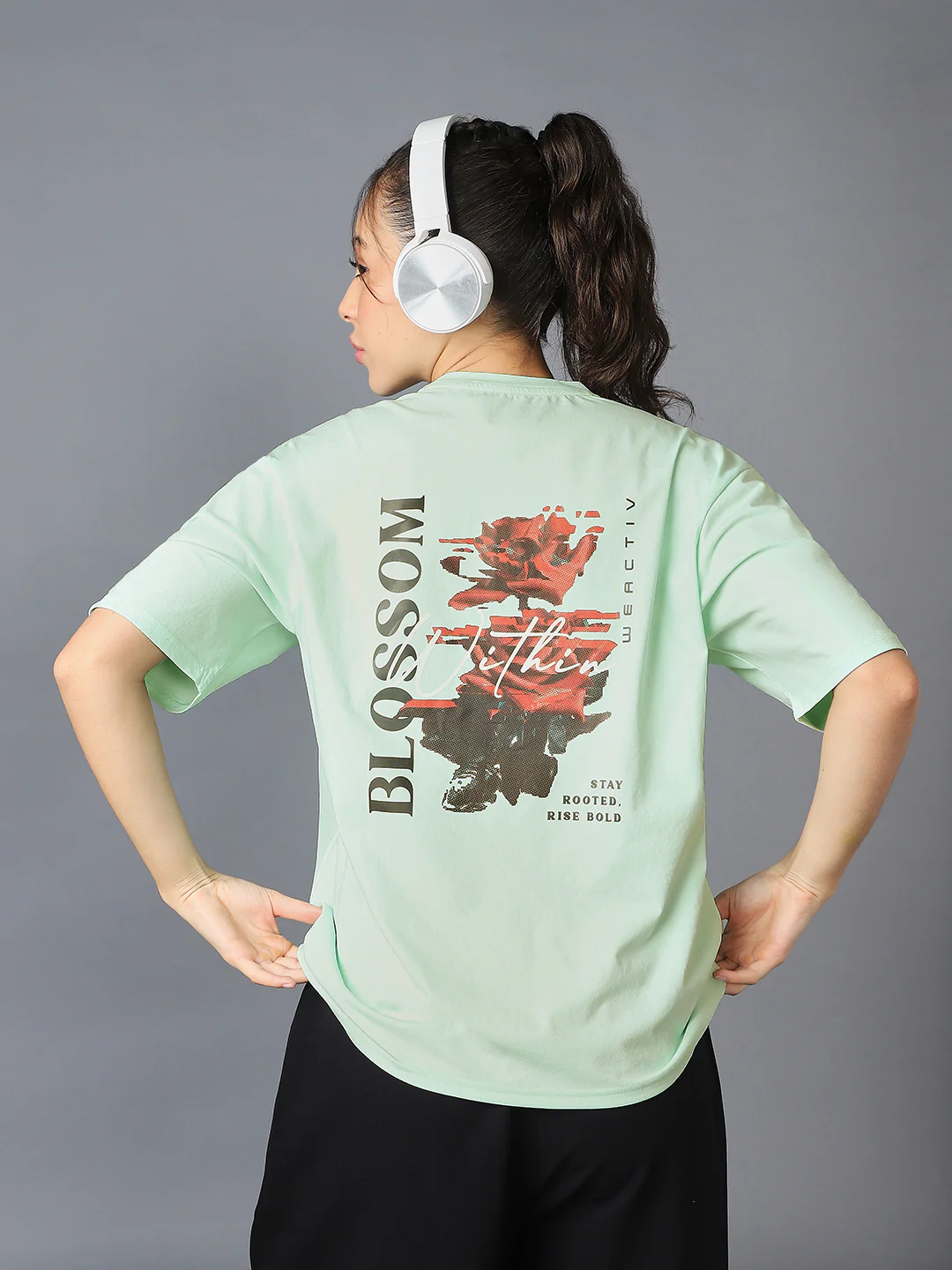 Women Back Printed Regular Fit Round Neck T-shirt with COTFLEX