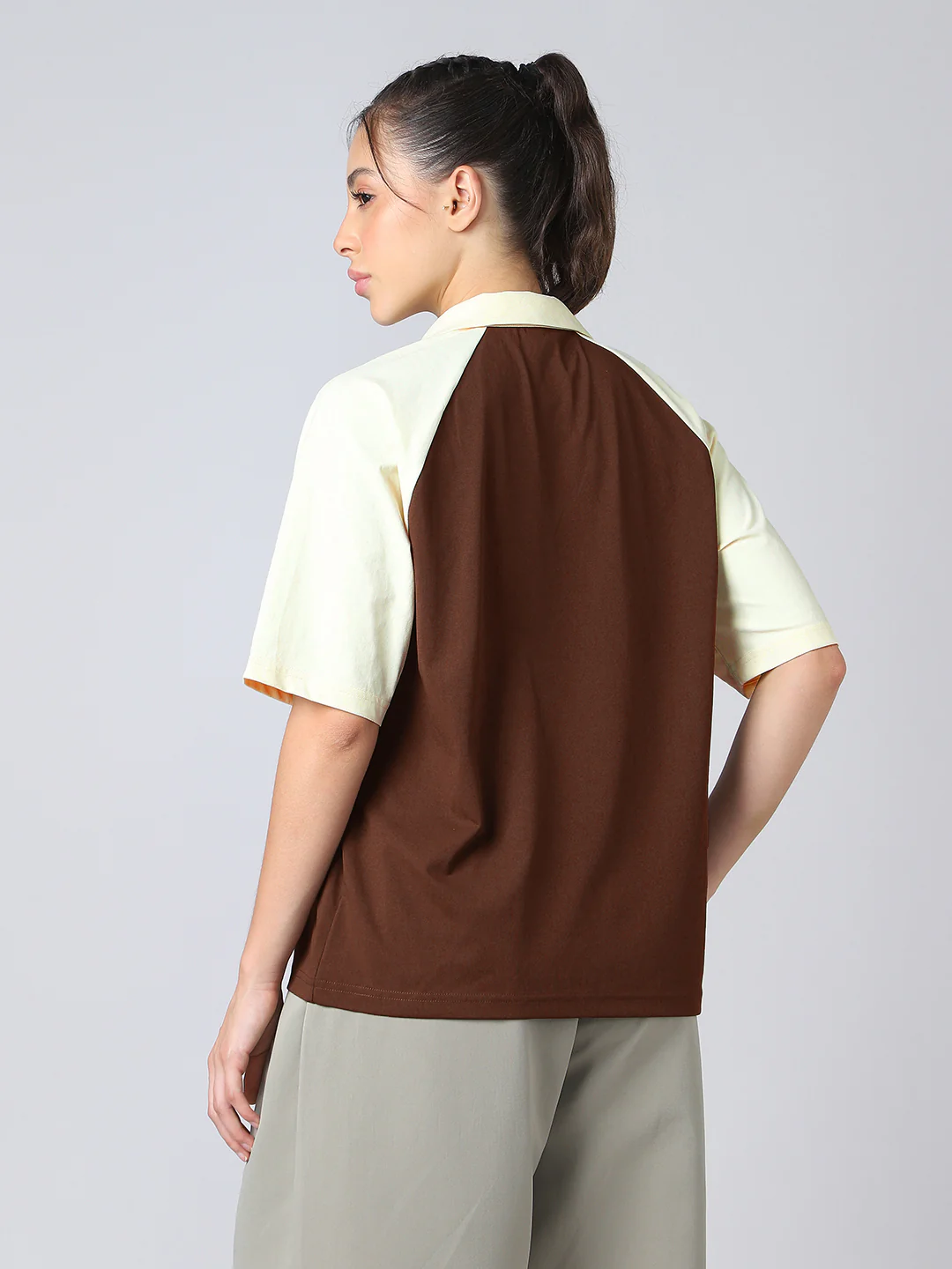 Women Colorblock Oversized Fit Polo T-shirt with COTFLEX - Image 3