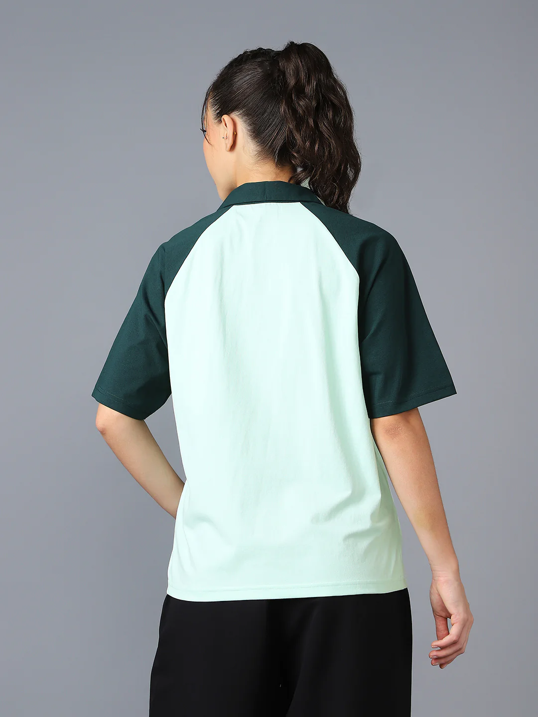 Women Colorblock Oversized Fit Polo T-shirt with COTFLEX - Image 2