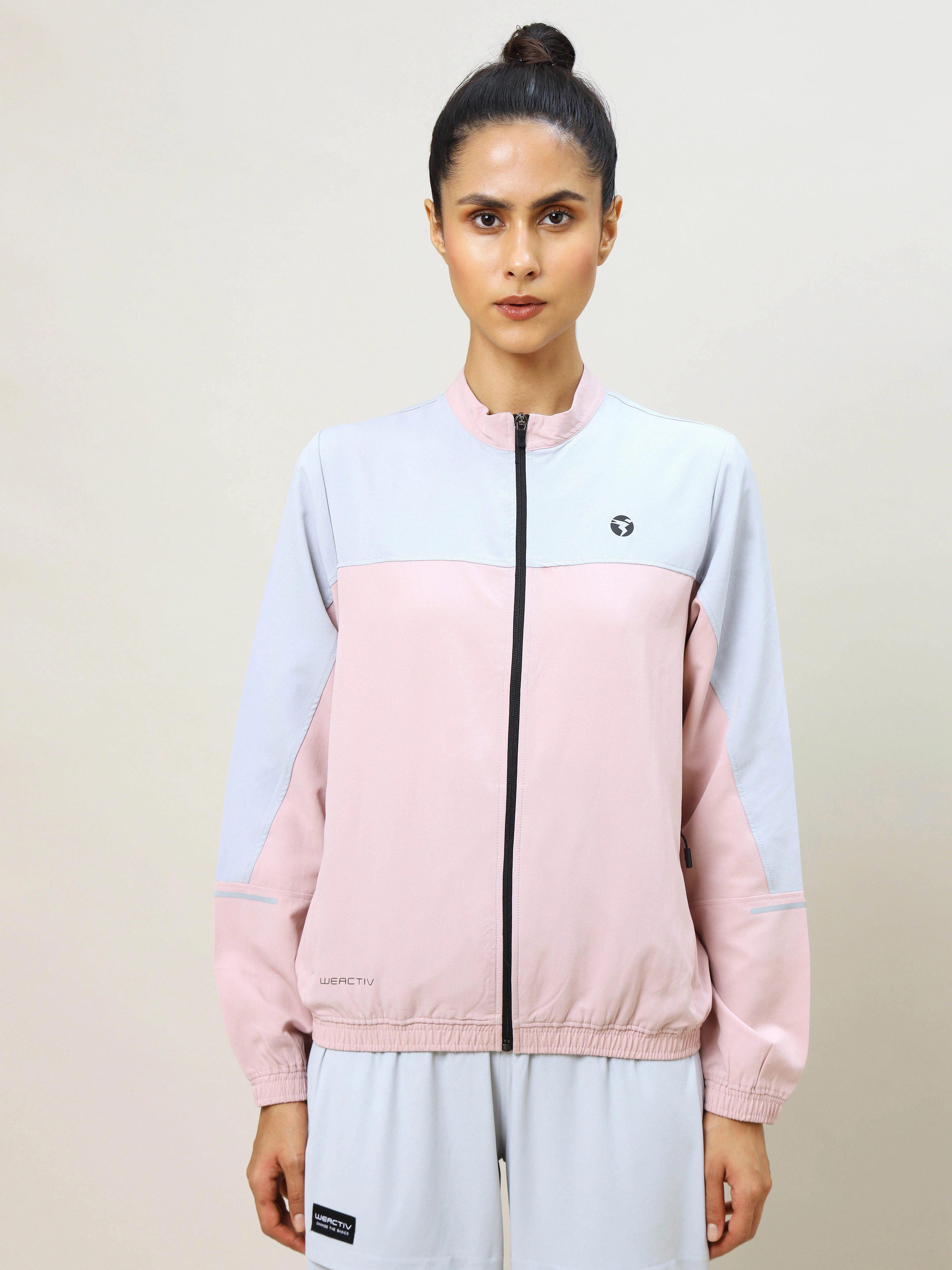 Women Colorblock Slim Fit Mock Neck Sports Jacket with TECHNOLITE - Image 2