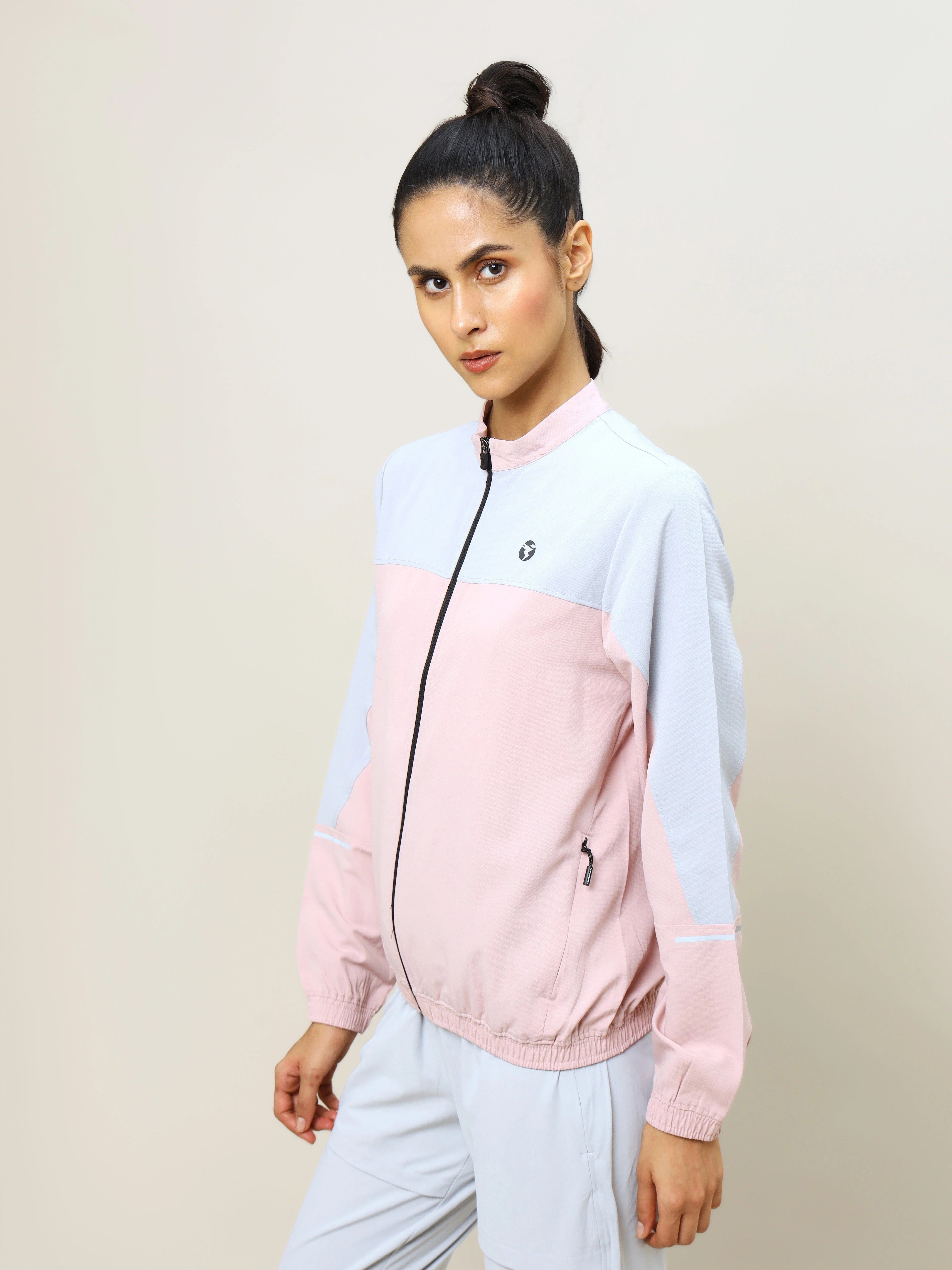 Women Colorblock Slim Fit Mock Neck Sports Jacket with TECHNOLITE - Image 4