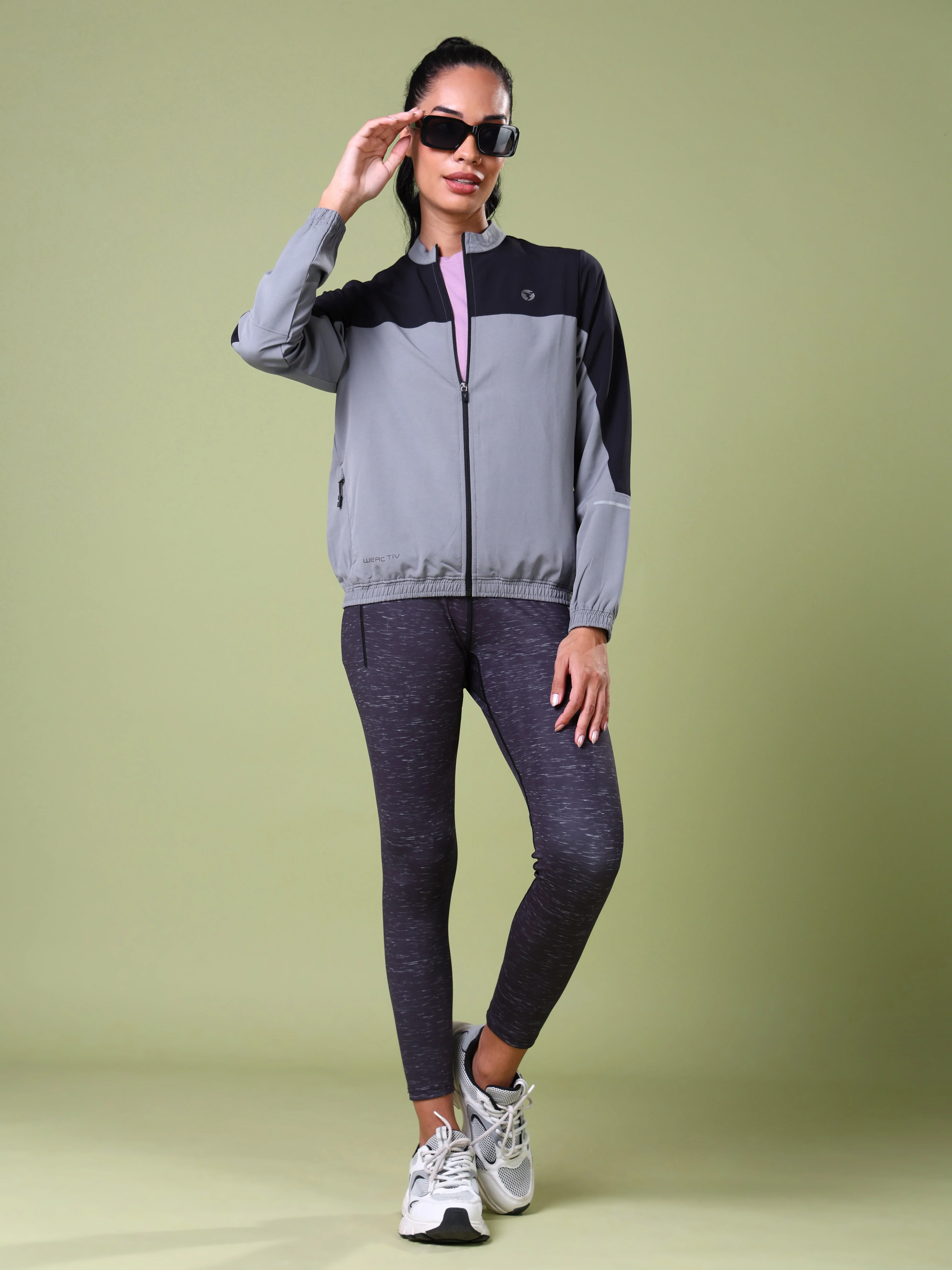 Women Colorblock Slim Fit Mock Neck Sports Jacket with TECHNOLITE - Image 5