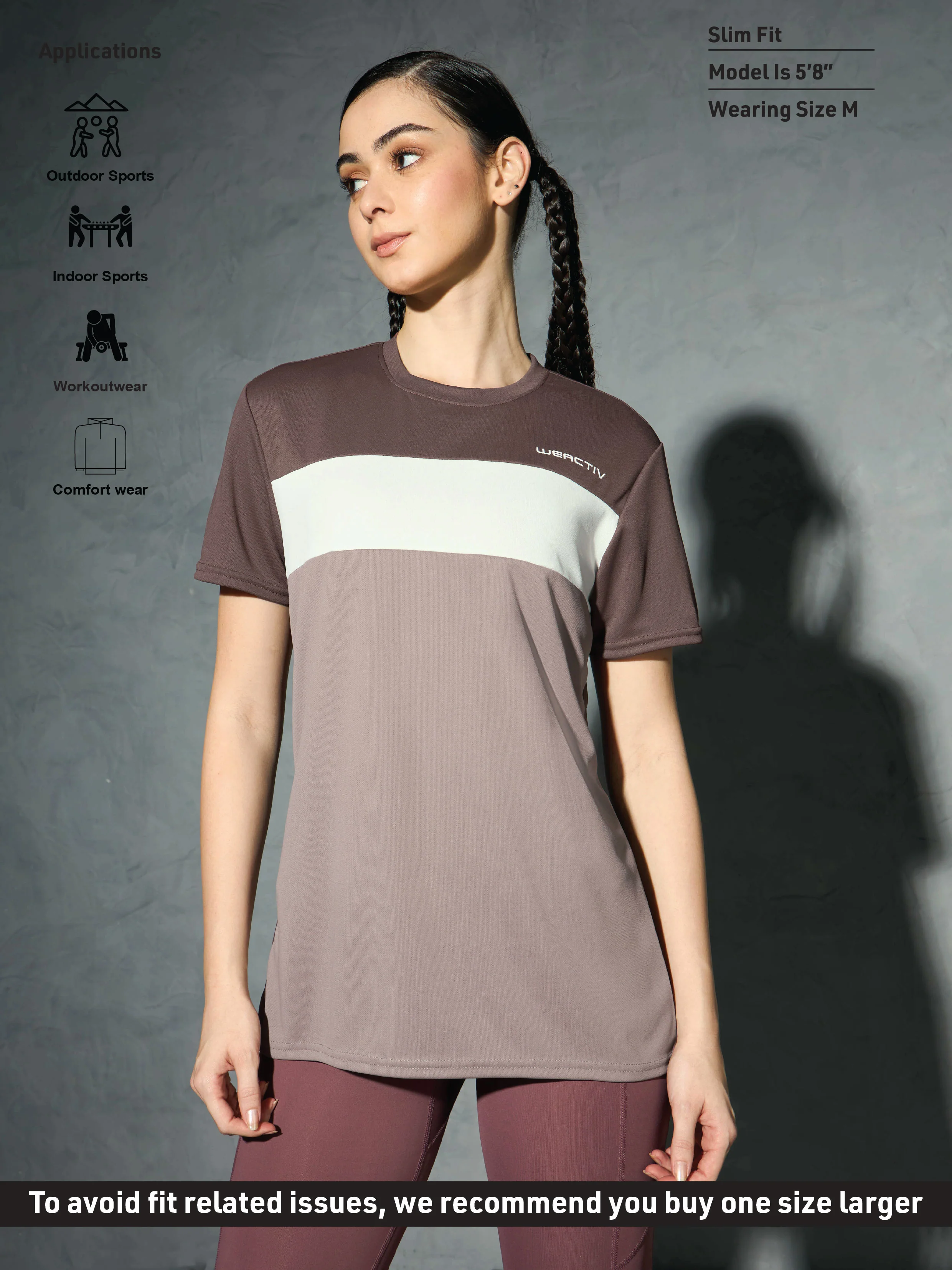 Women Colorblock Slim Fit Round Neck Sports T-shirt with TECHNOCOOL+