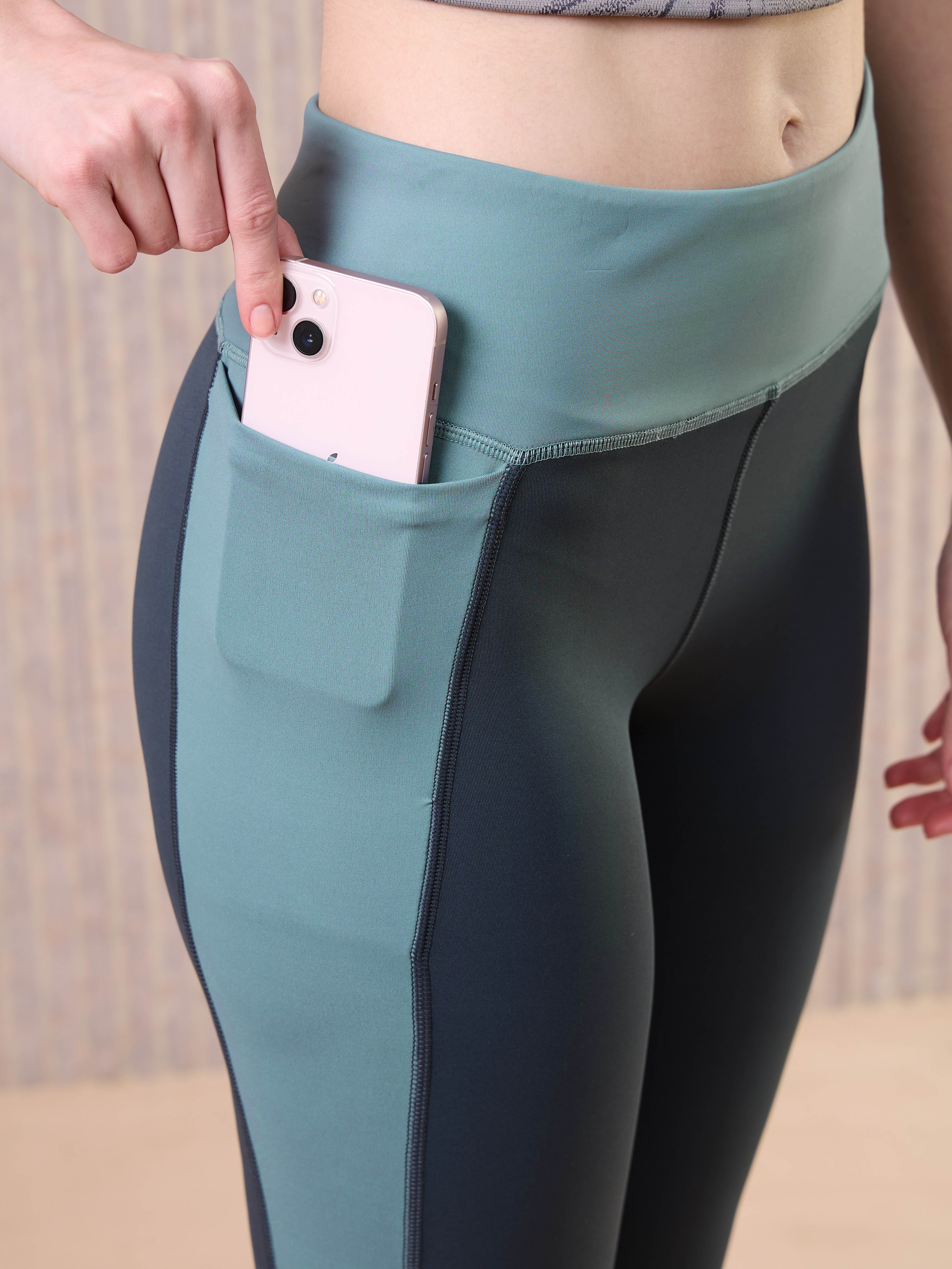 Women Colorblock Slim Fit Tights with ELASTOPLUS - Image 5