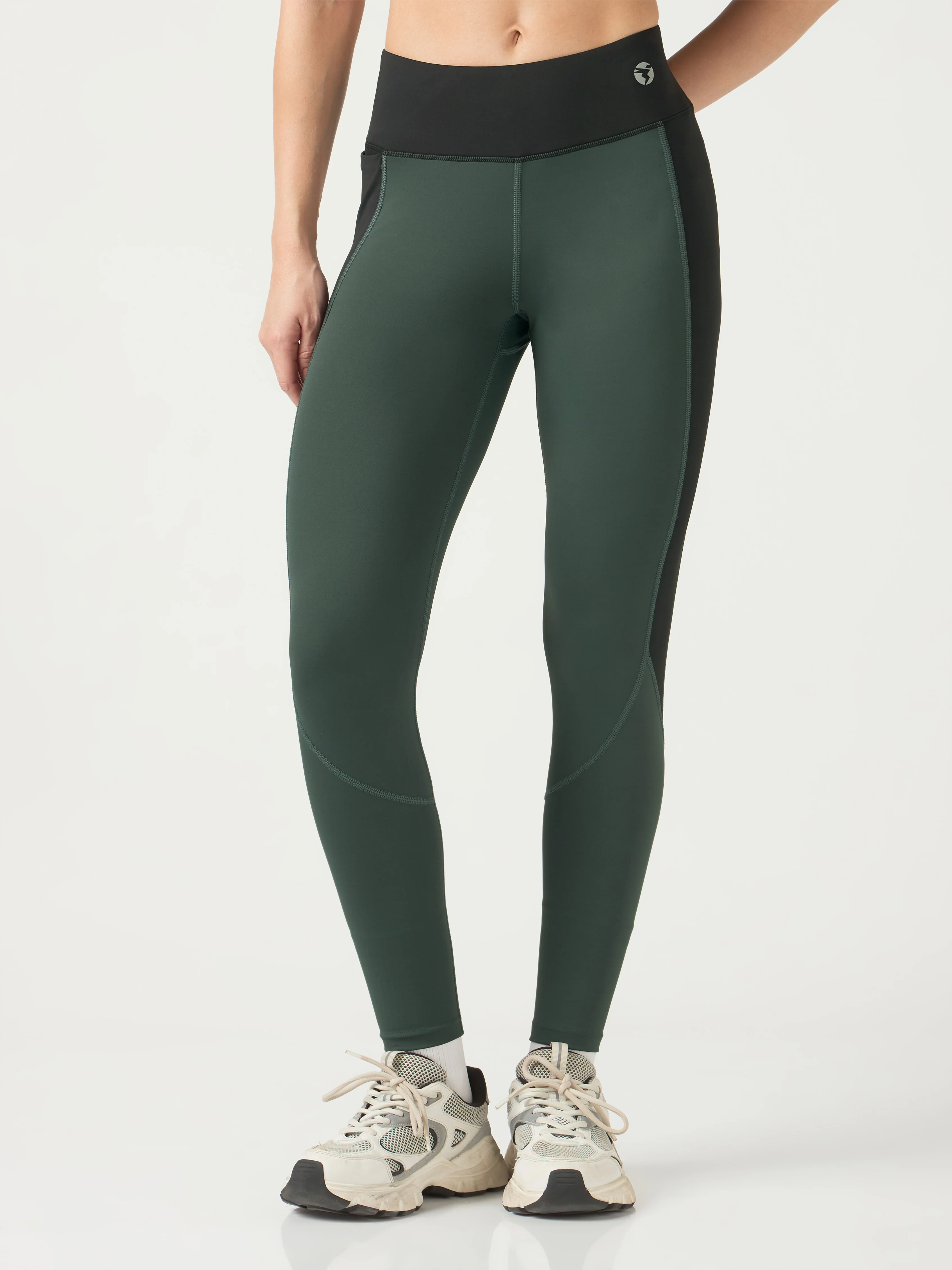 Women Colorblock Slim Fit Tights with ELASTOPLUS
