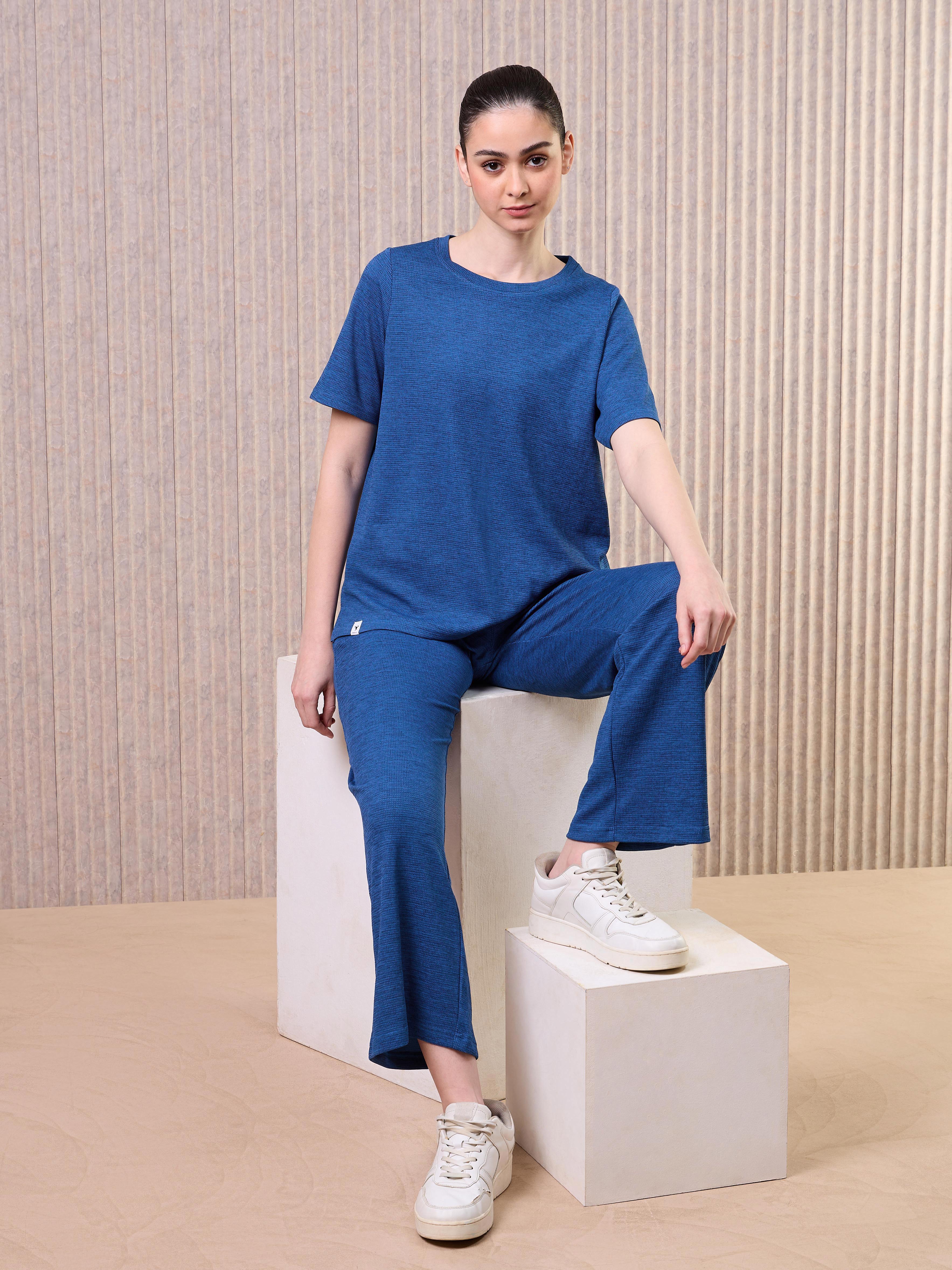Women Cubic Melange Relaxed Fit Round Neck T-shirt with DOUBLE COOL - Image 7