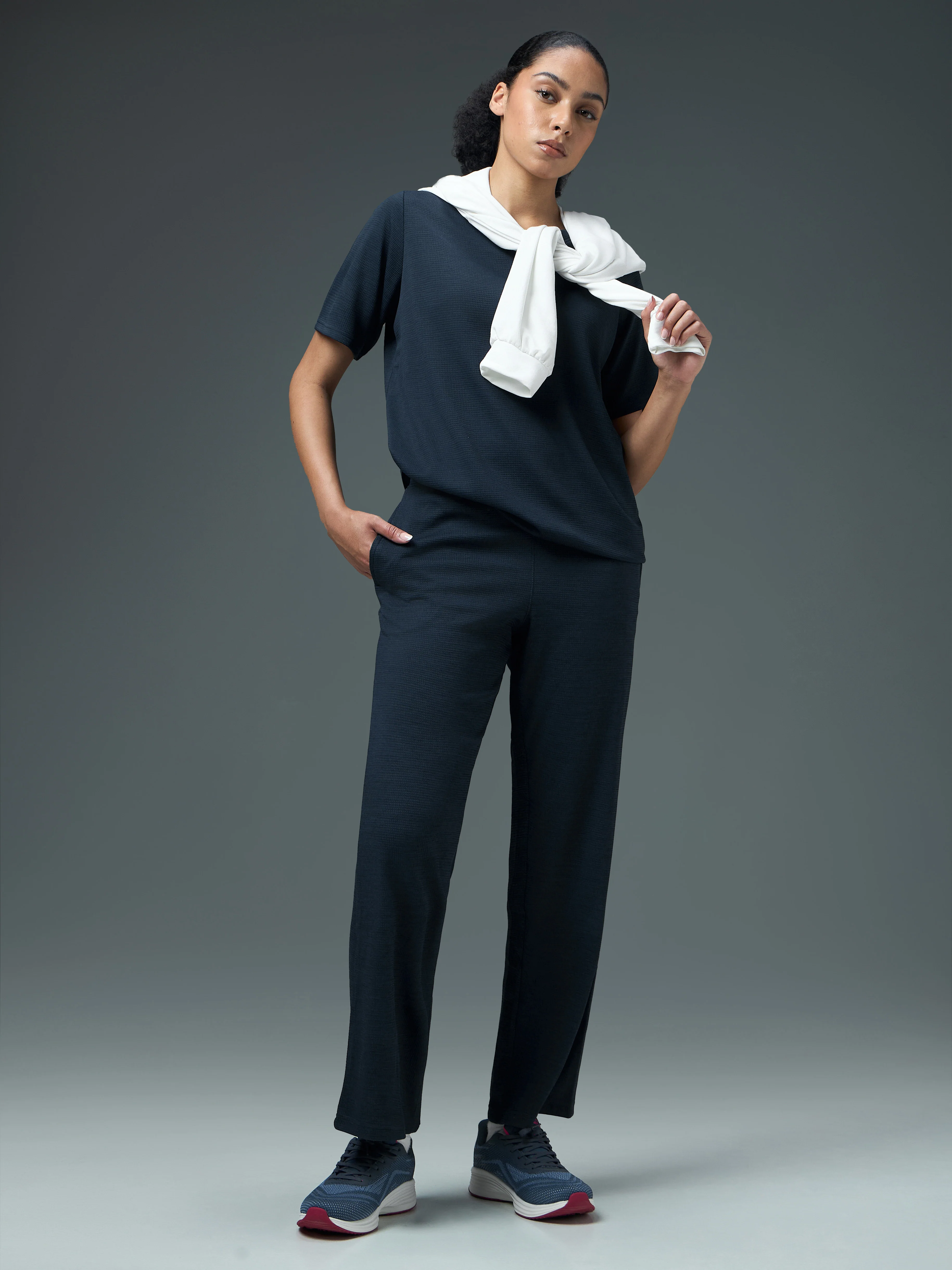 Women Cubic Melange Relaxed Fit Round Neck T-shirt with DOUBLE COOL - Image 5