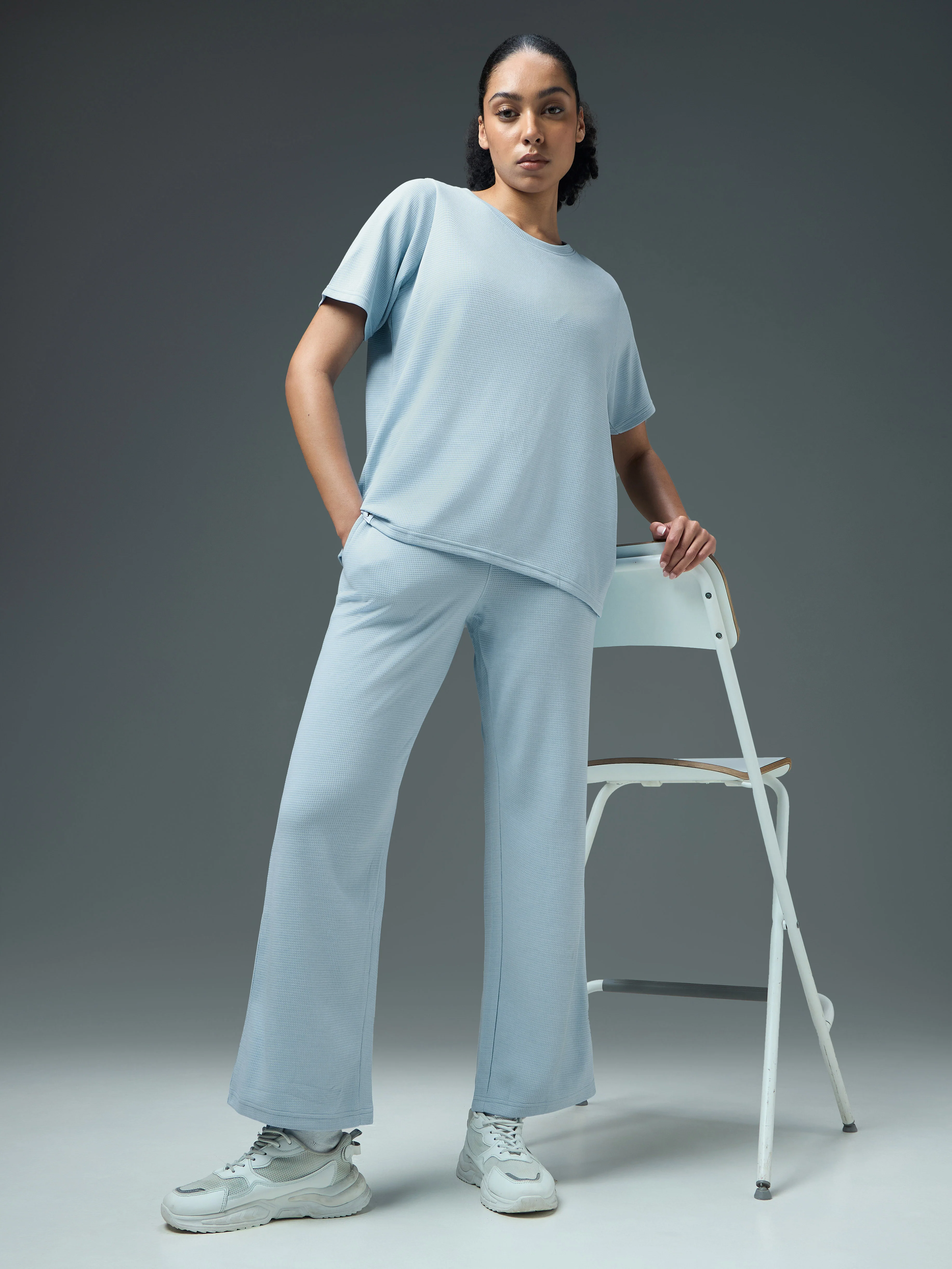 Women Cubic Melange Relaxed Fit Round Neck T-shirt with DOUBLE COOL - Image 5