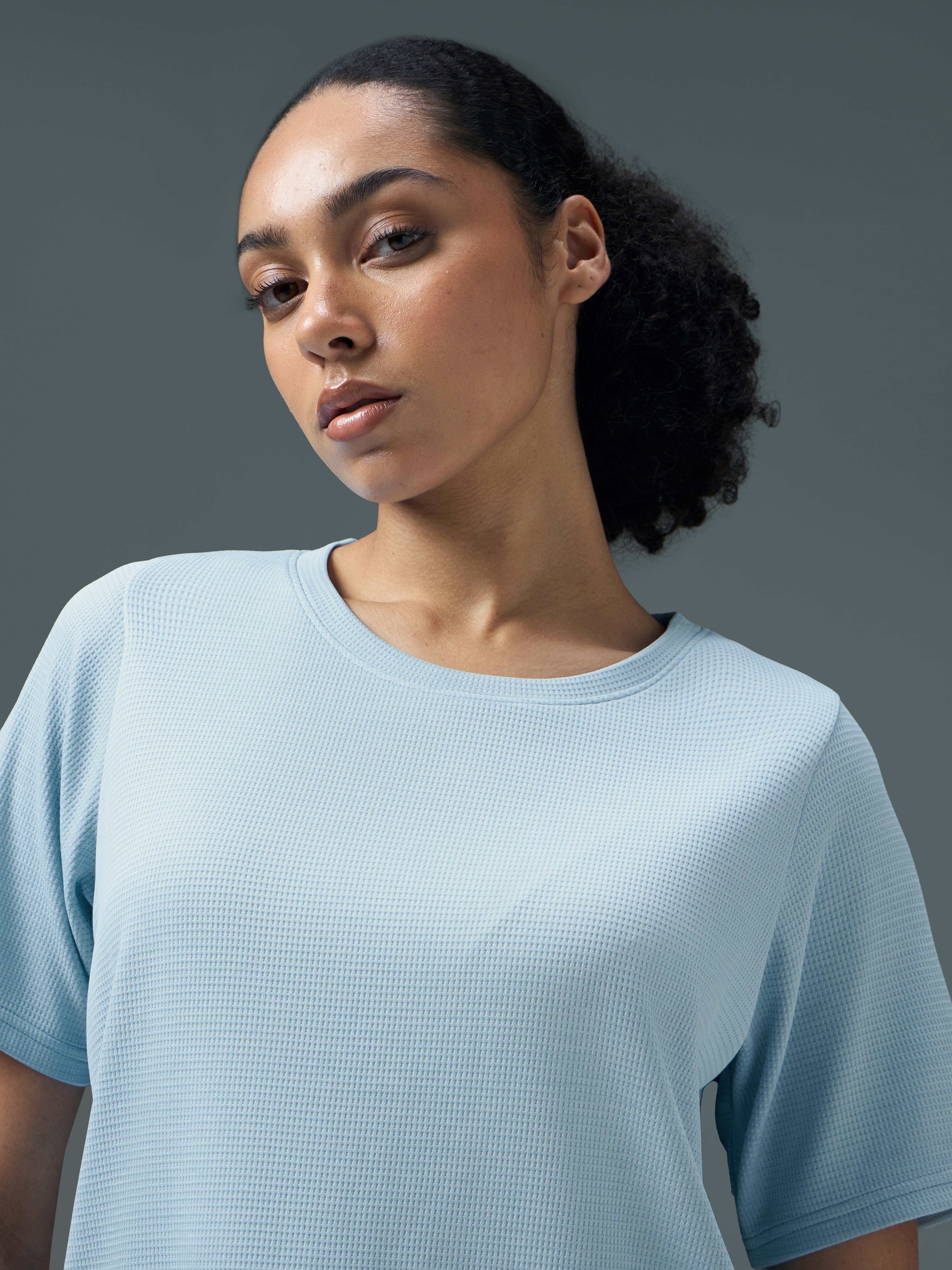 Women Cubic Melange Relaxed Fit Round Neck T-shirt with DOUBLE COOL - Image 6