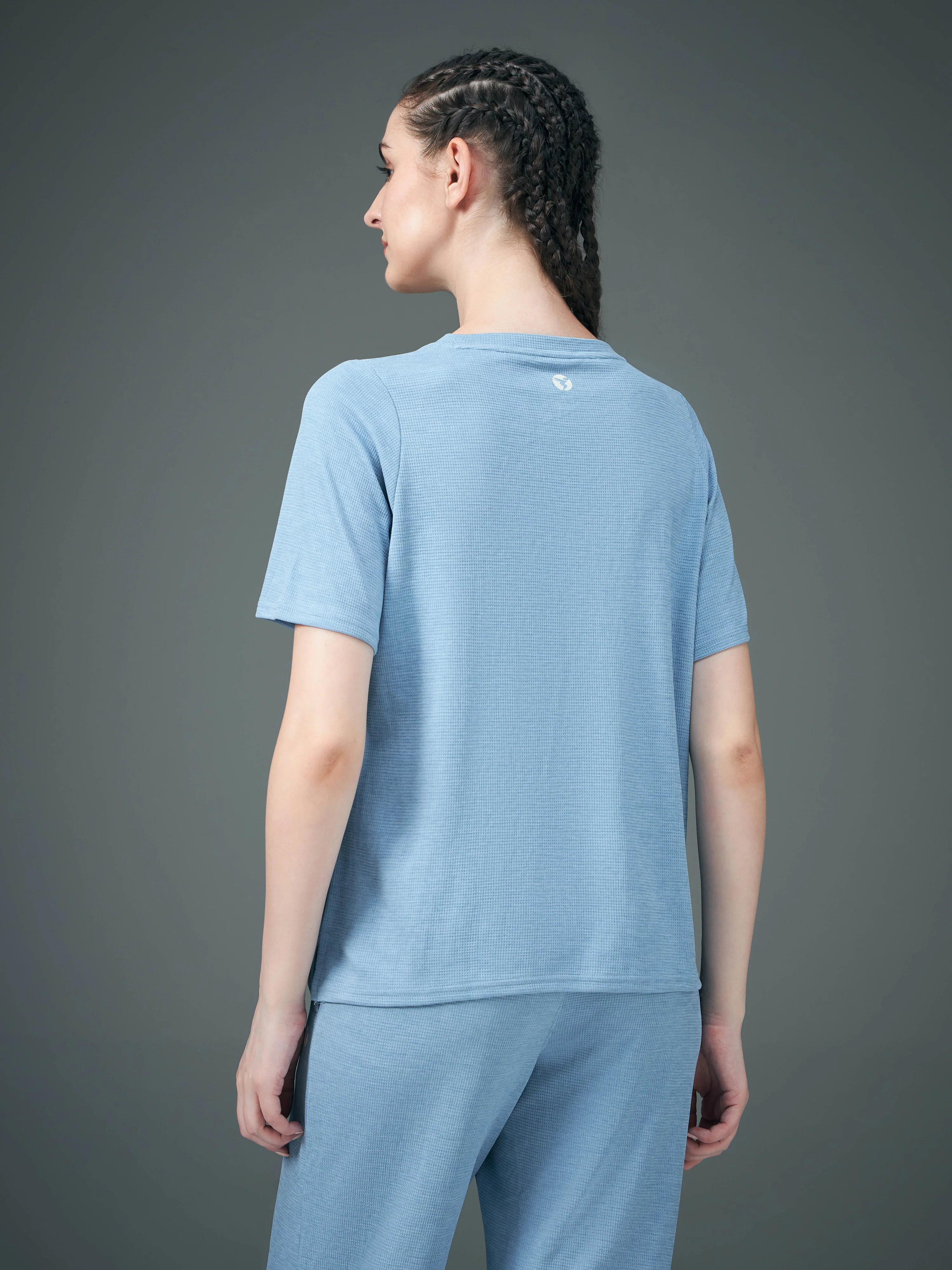 Women Cubic Melange Relaxed Fit Round Neck T-shirt with DOUBLE COOL - Image 3