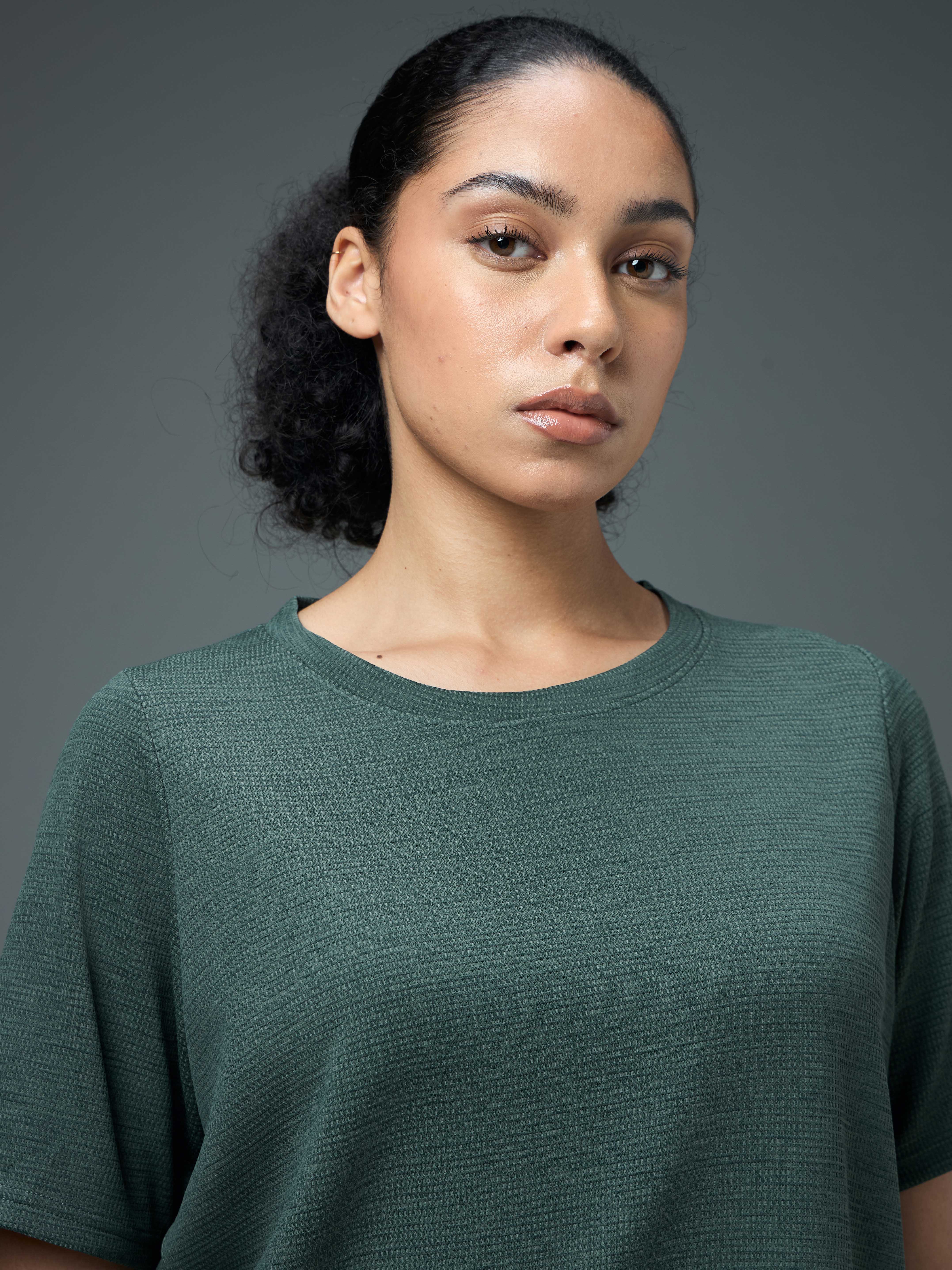 Women Cubic Melange Relaxed Fit Round Neck T-shirt with DOUBLE COOL - Image 5