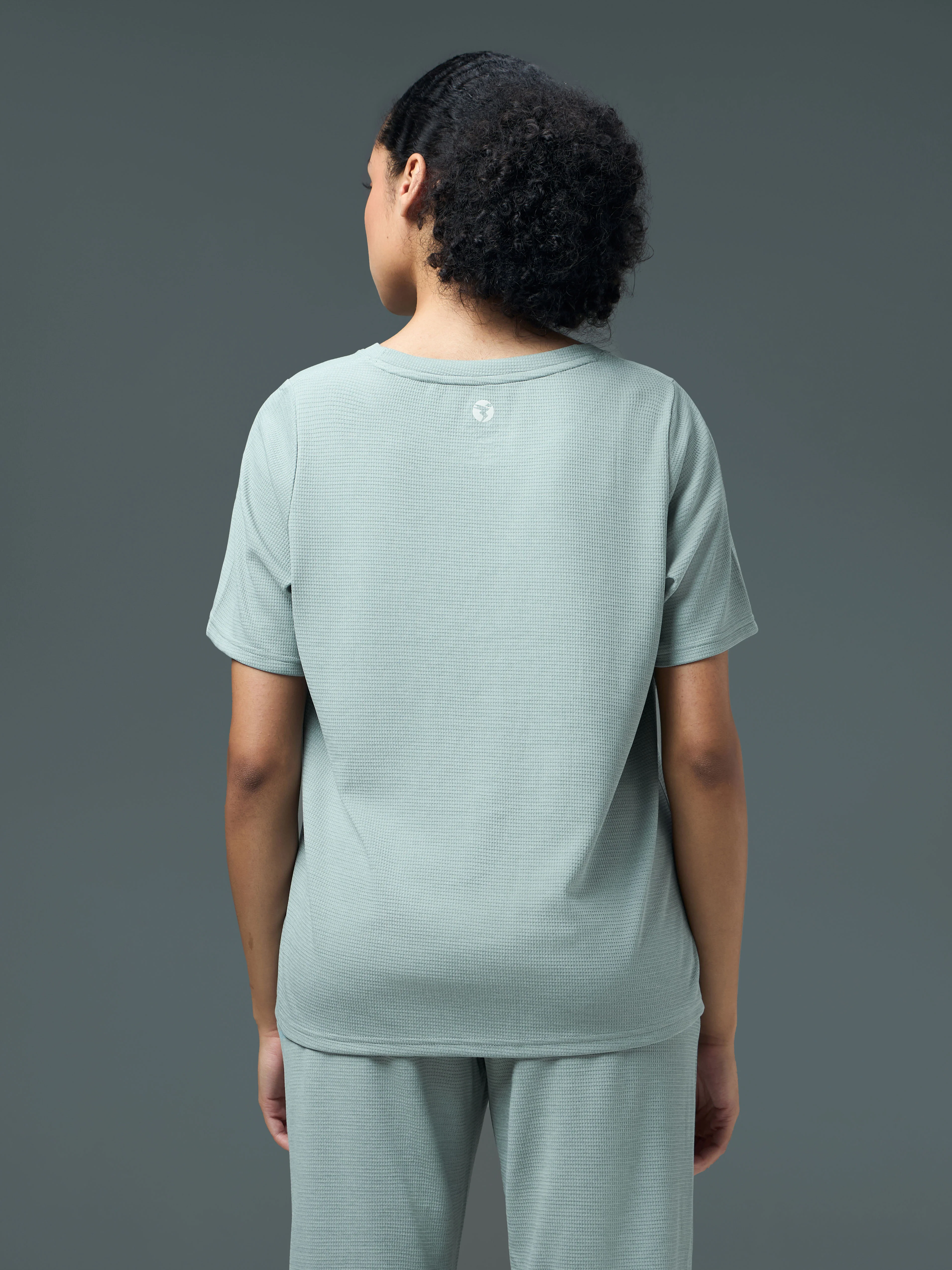 Women Cubic Melange Relaxed Fit Round Neck T-shirt with DOUBLE COOL - Image 3