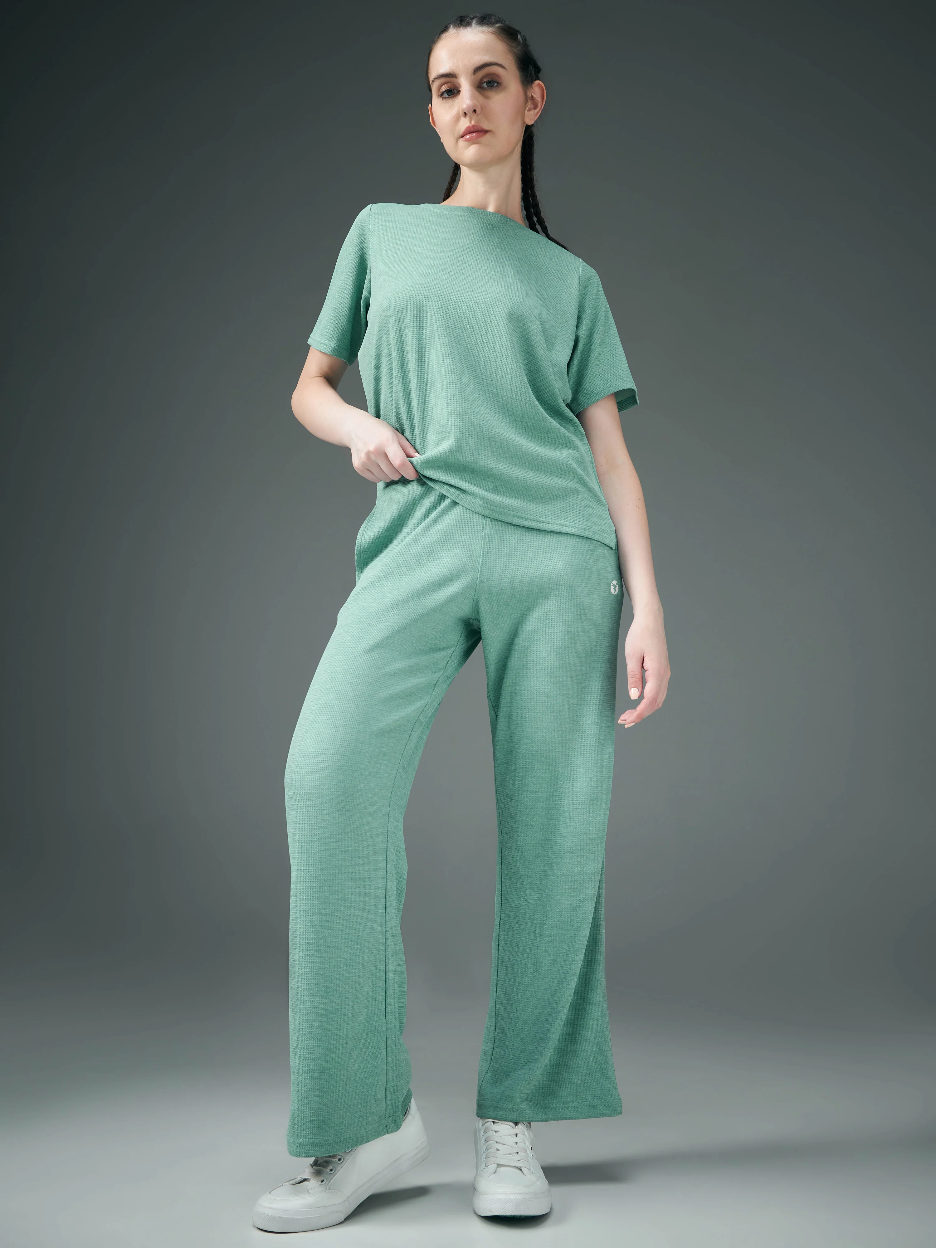 Women Cubic Melange Relaxed Fit Trackpants with DOUBLE COOL - Image 5