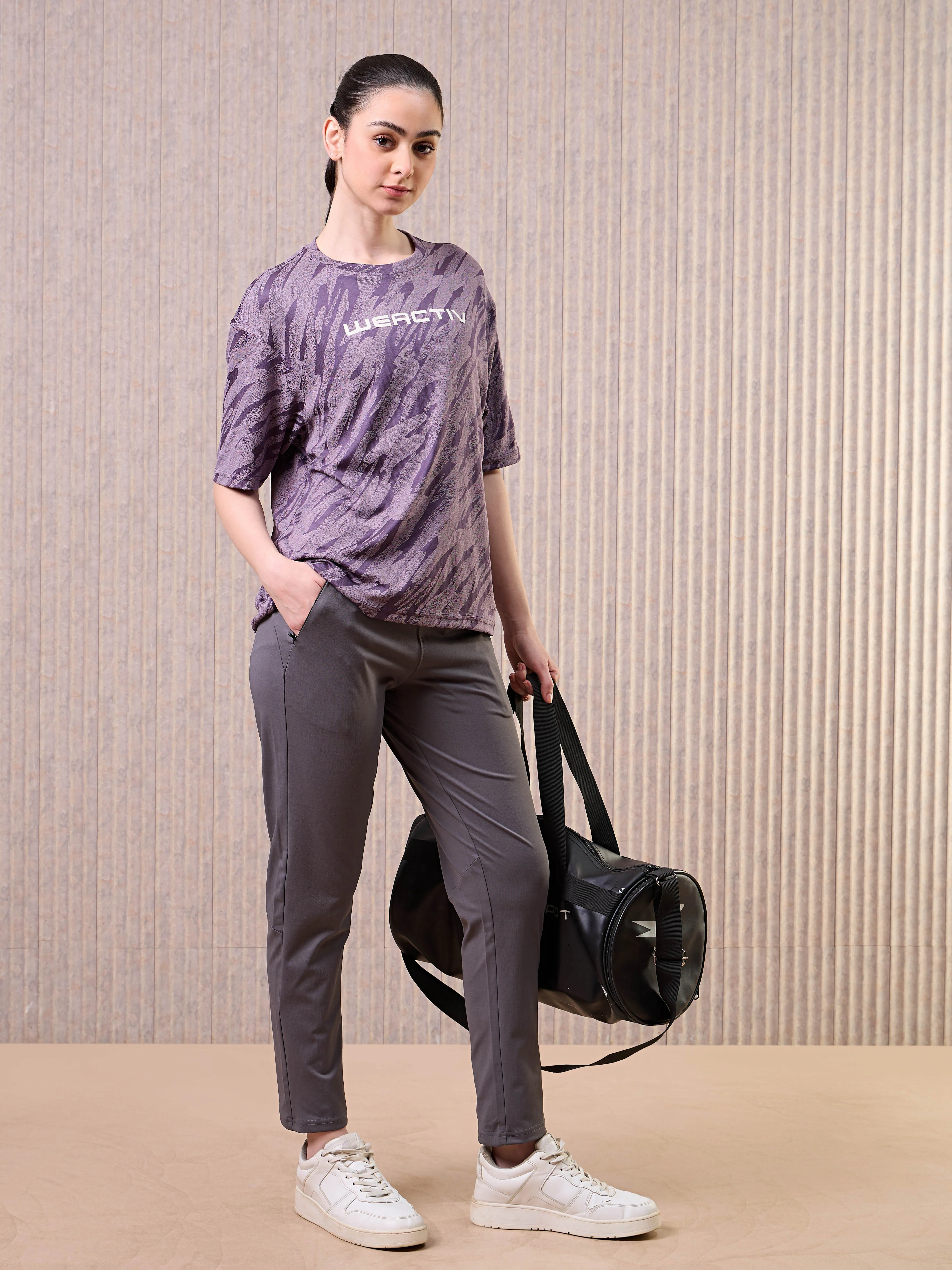 Women Jacquard Boxy Fit Round Neck T-shirt with DOUBLE COOL - Image 5