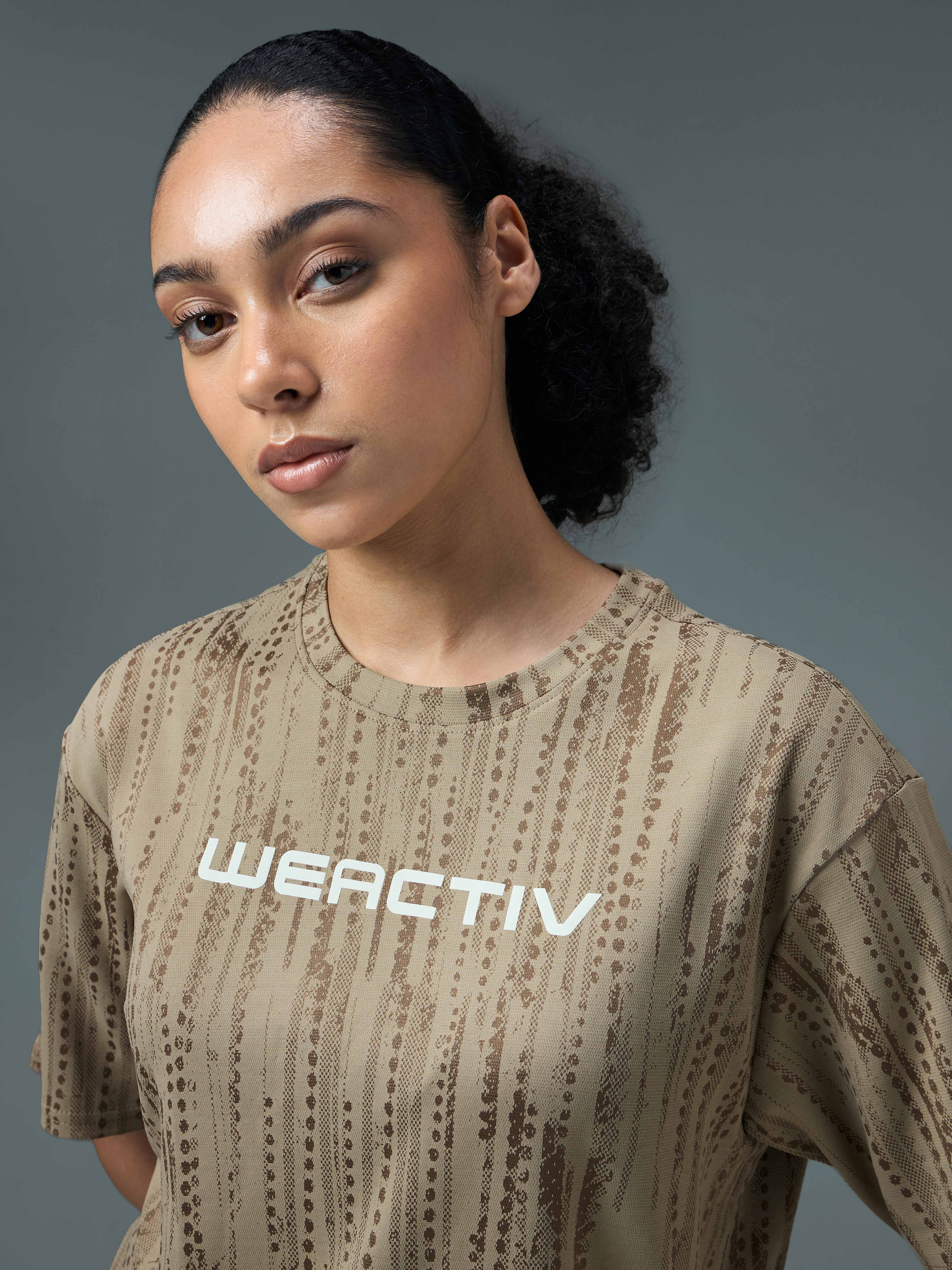Women Jacquard Boxy Fit Round Neck T-shirt with DOUBLE COOL - Image 6