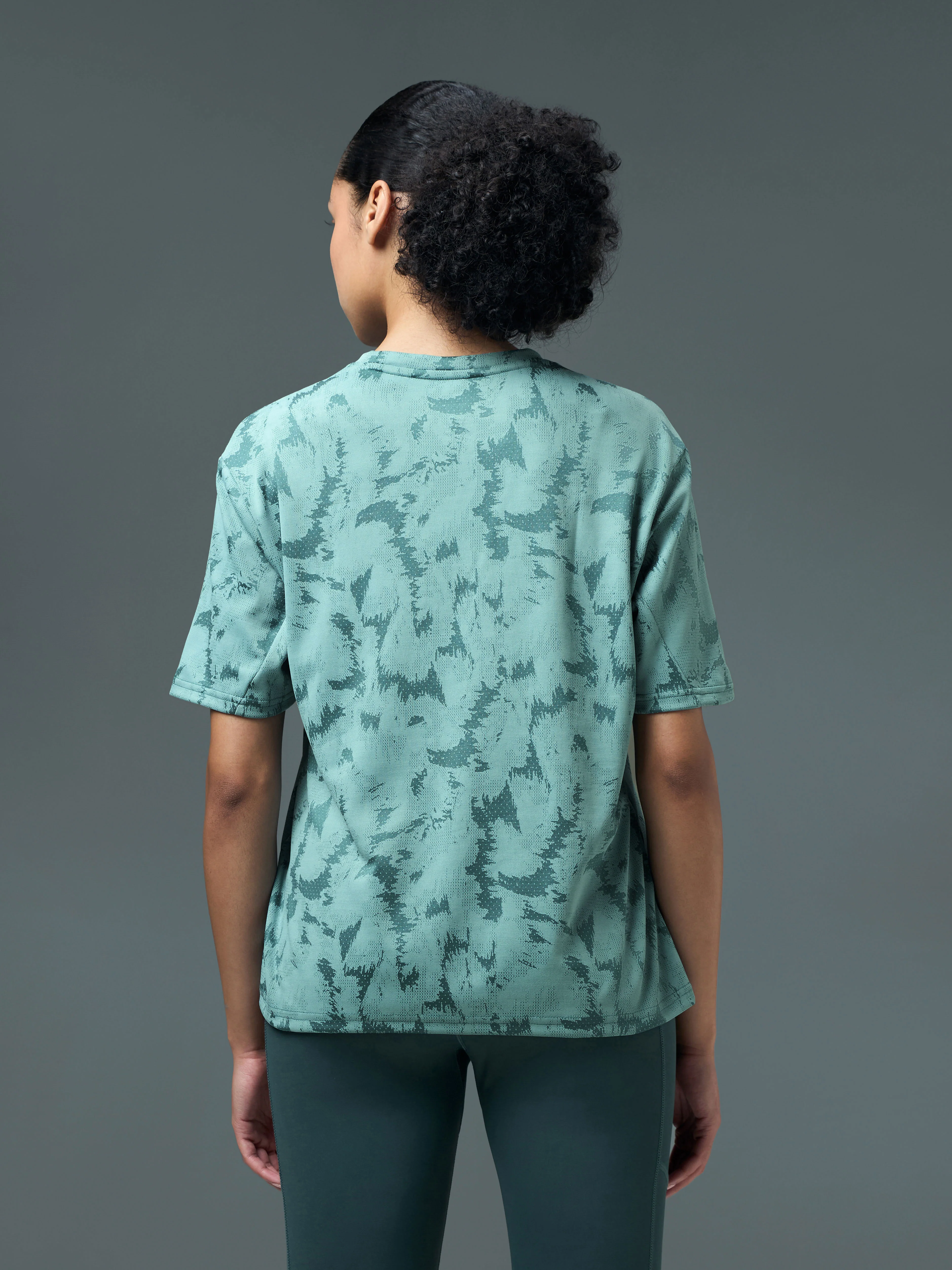 Women Jacquard Boxy Fit Round Neck T-shirt with DOUBLE COOL - Image 3