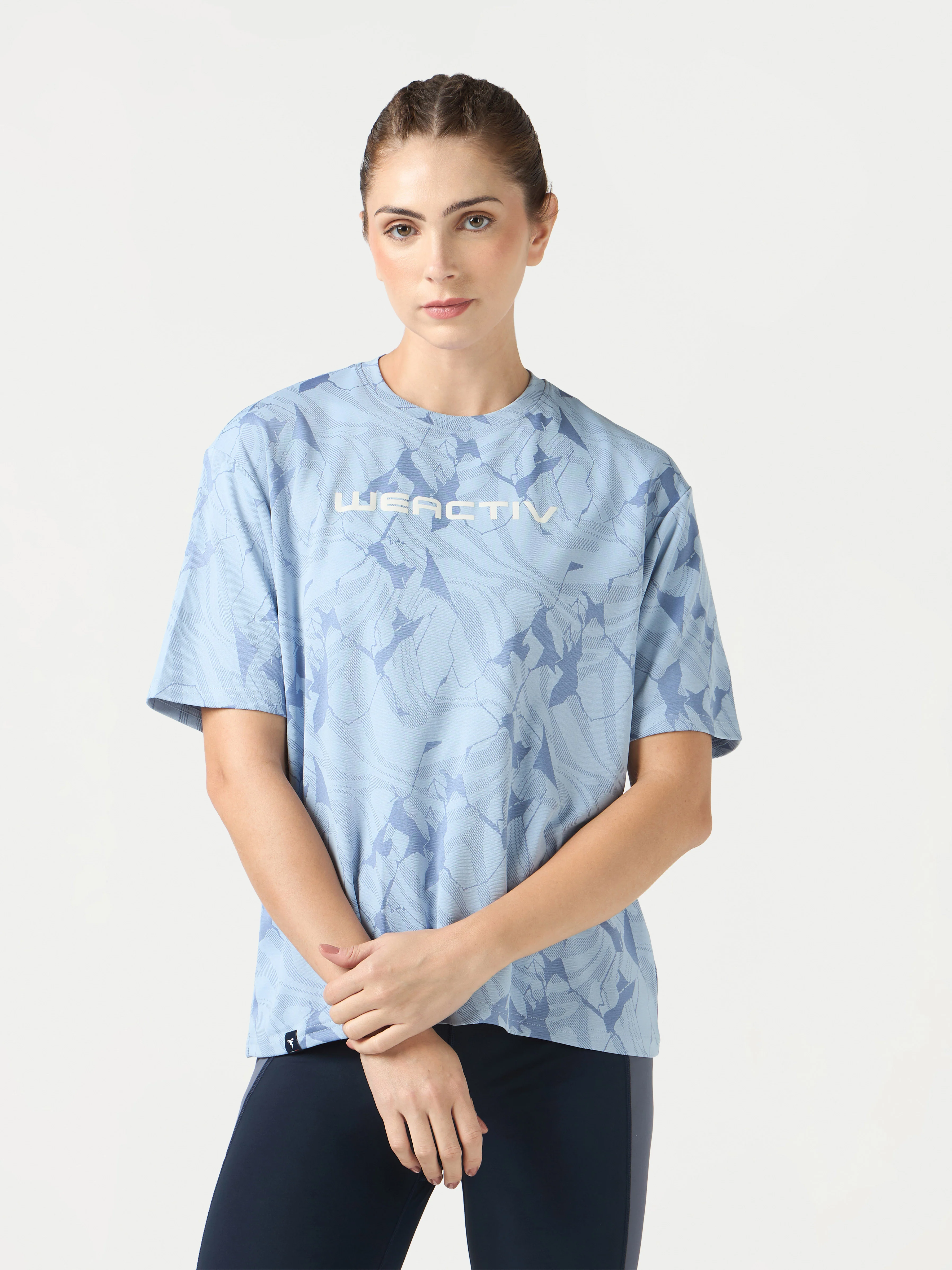 Women Jacquard Boxy Fit Round Neck T-shirt with DOUBLE COOL - Image 2