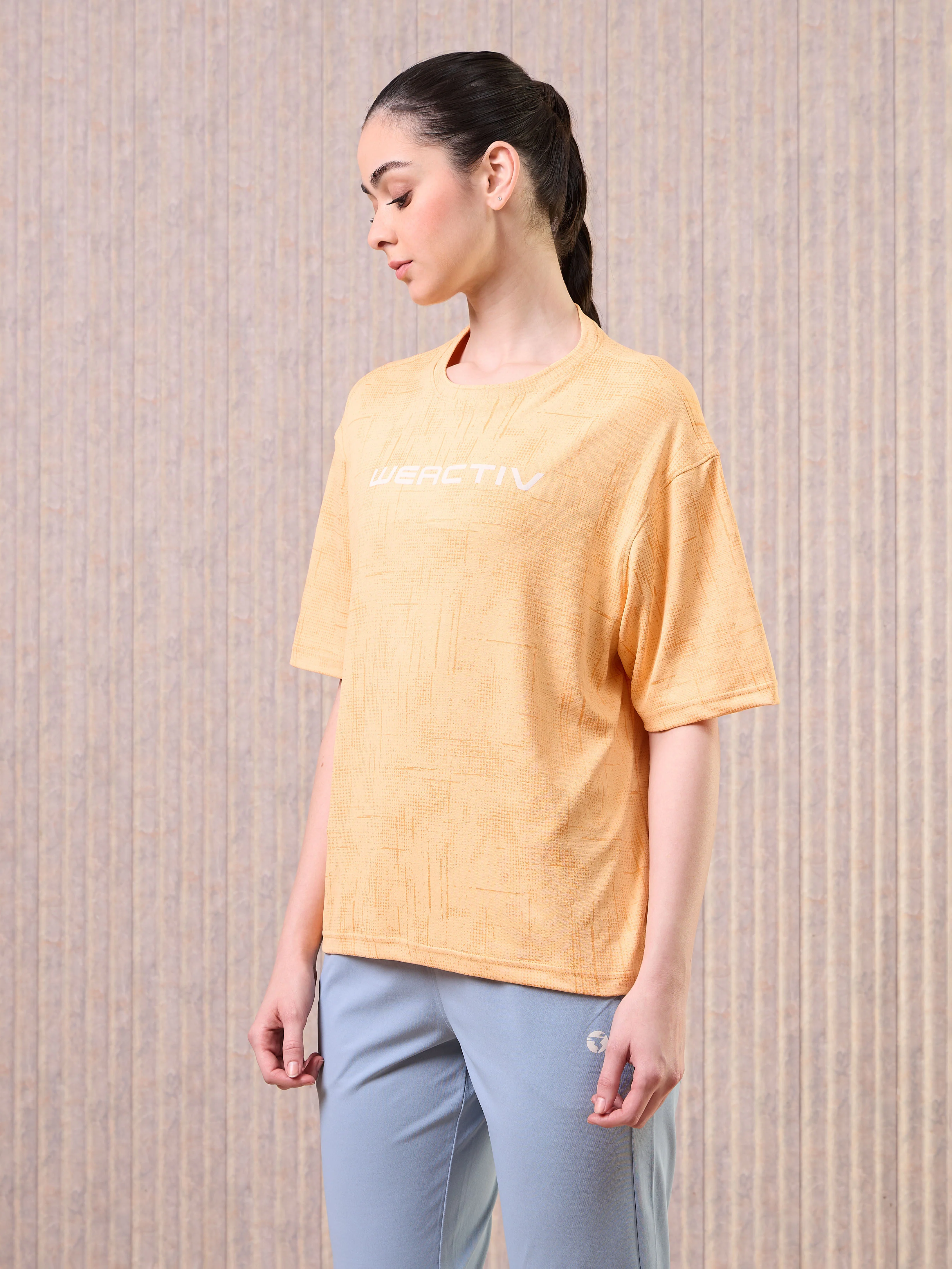 Women Jacquard Boxy Fit Round Neck T-shirt with DOUBLE COOL - Image 4