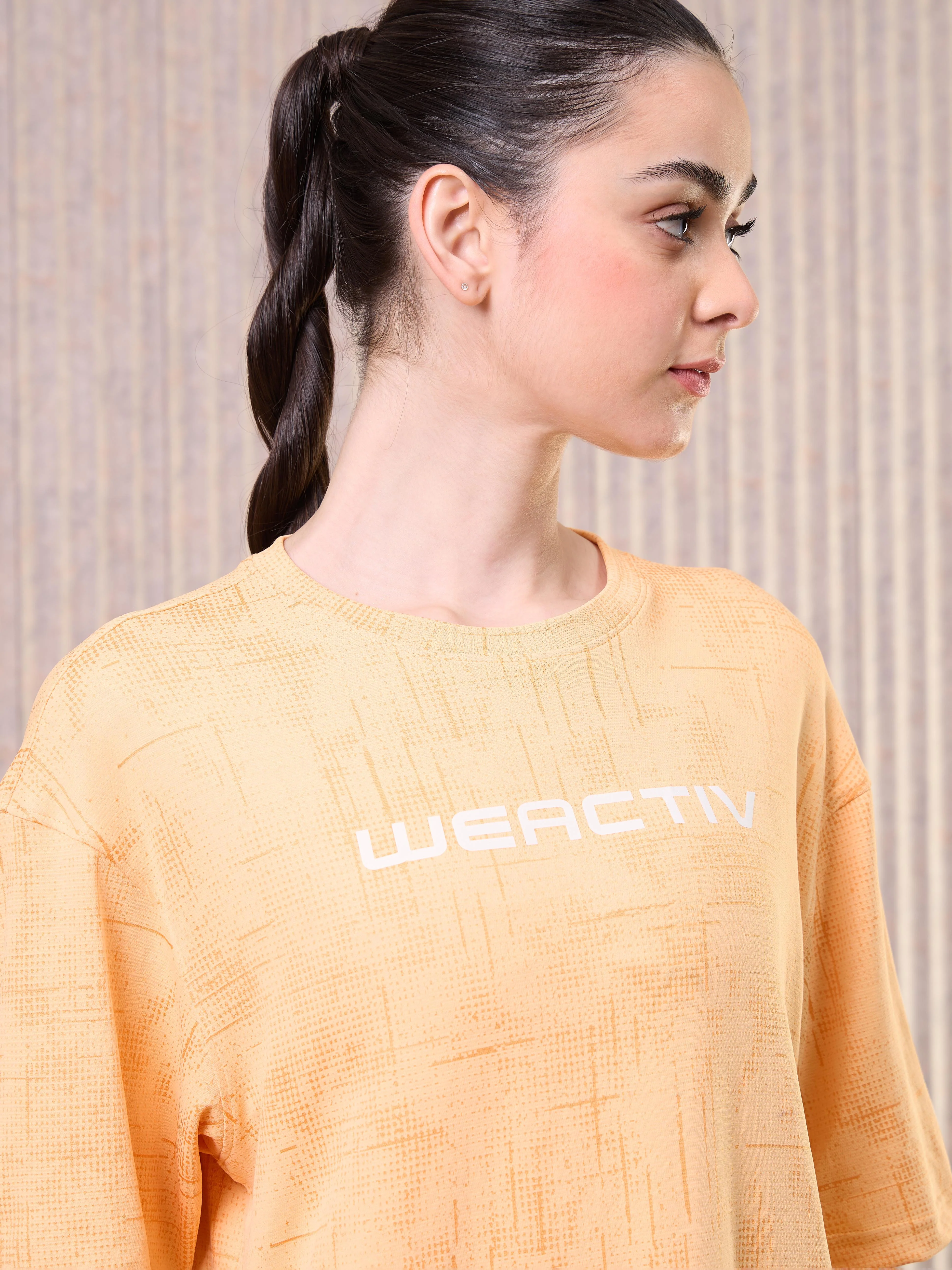 Women Jacquard Boxy Fit Round Neck T-shirt with DOUBLE COOL - Image 6