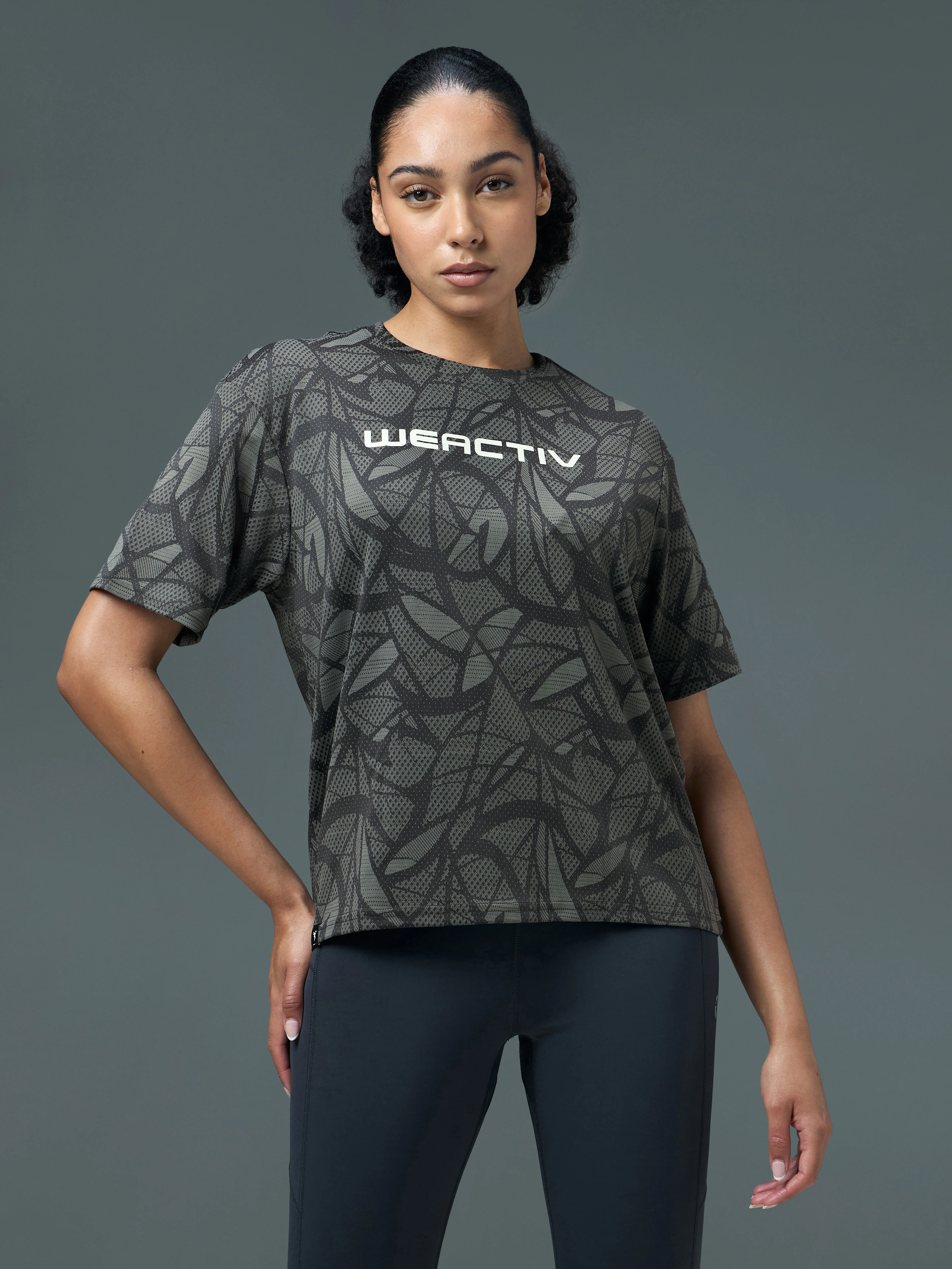 Women Jacquard Boxy Fit Round Neck T-shirt with DOUBLE COOL - Image 2