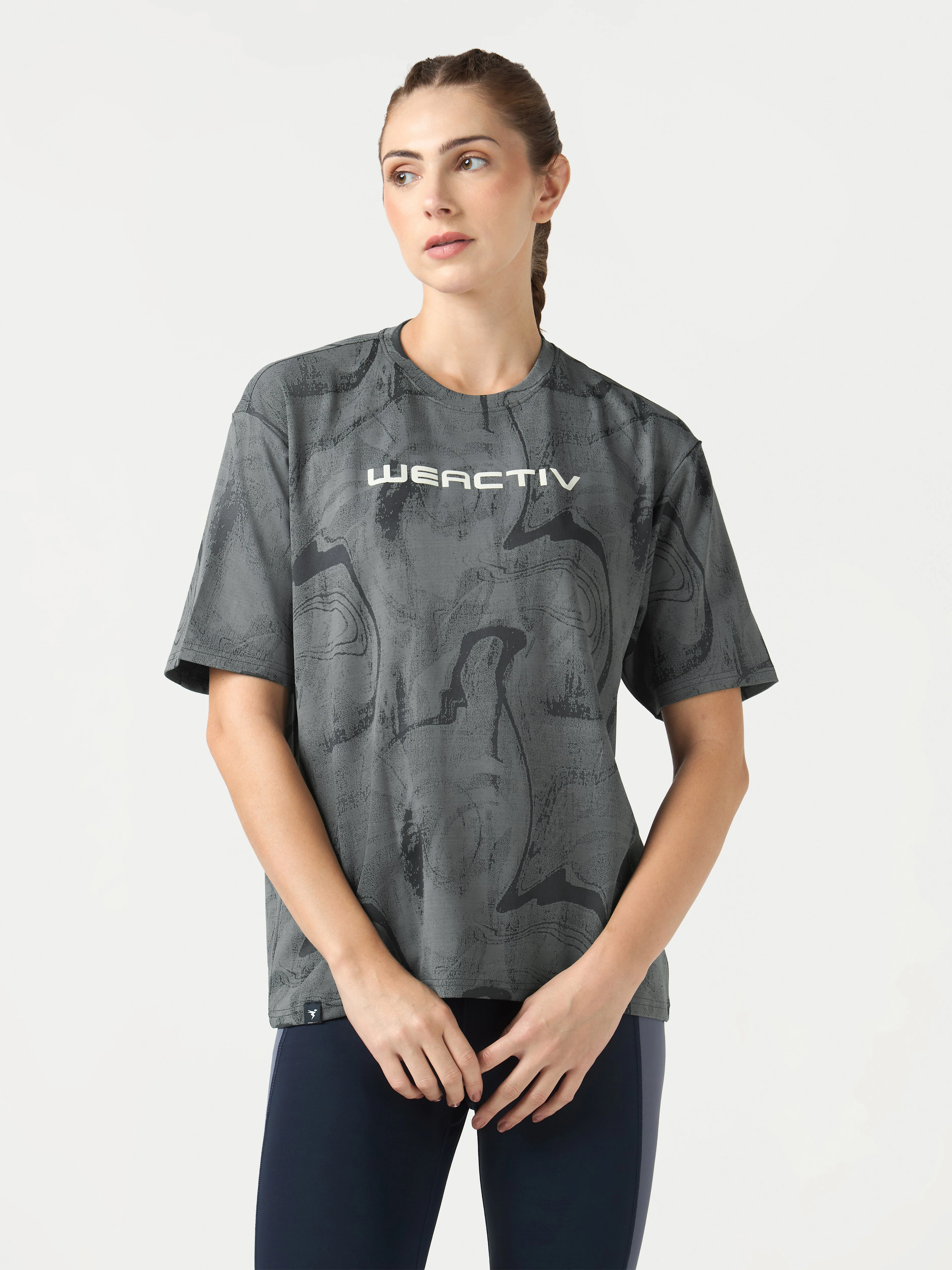 Women Jacquard Boxy Fit Round Neck T-shirt with DOUBLE COOL - Image 2