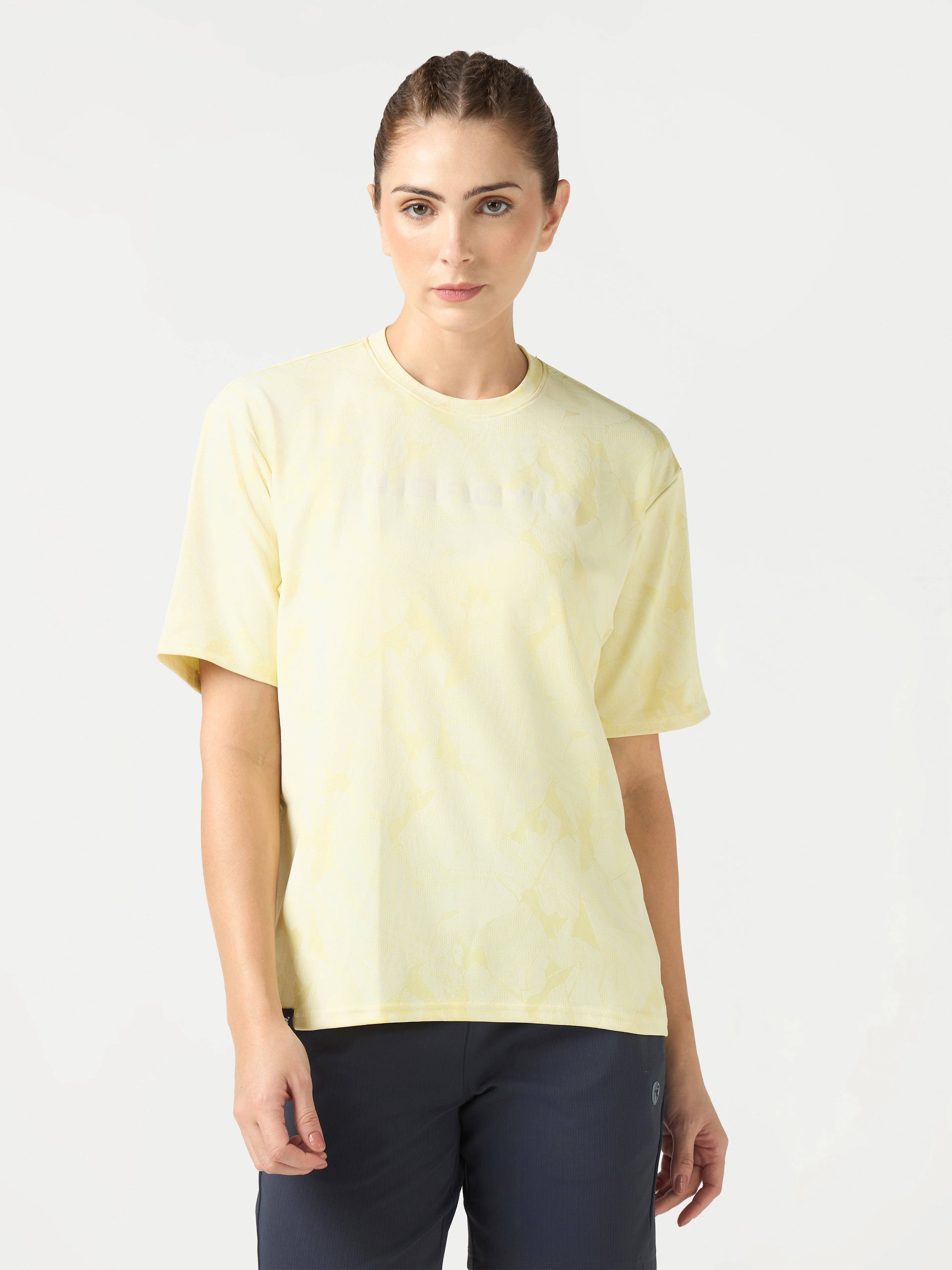 Women Jacquard Boxy Fit Round Neck T-shirt with DOUBLE COOL - Image 2