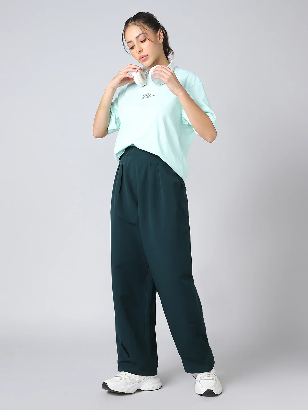Women Korean Style Baggy Pants Wide Leg Trousers with TECHNOLITE - Image 5