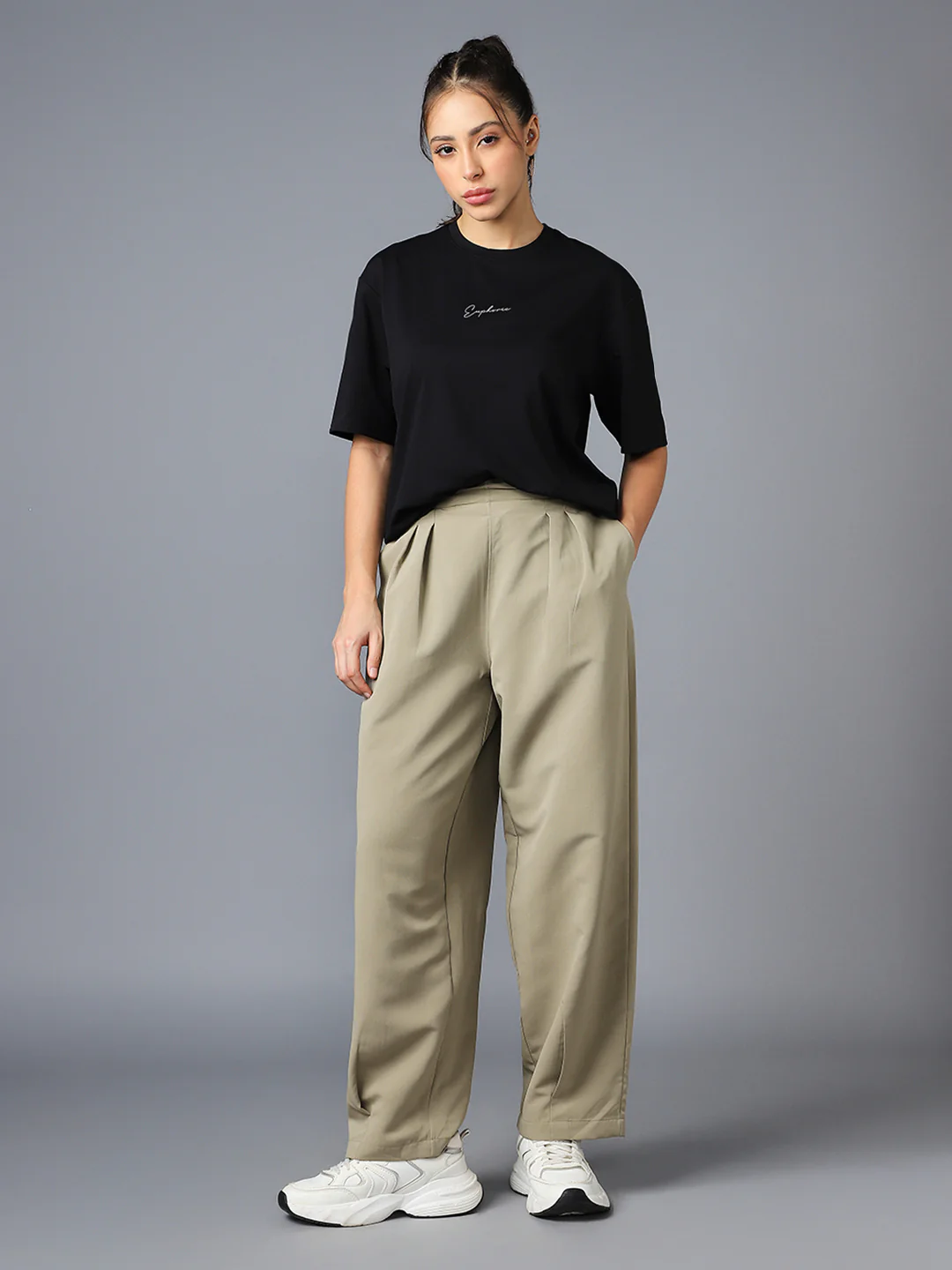 Women Korean Style Baggy Pants Wide Leg Trousers with TECHNOLITE - Image 6