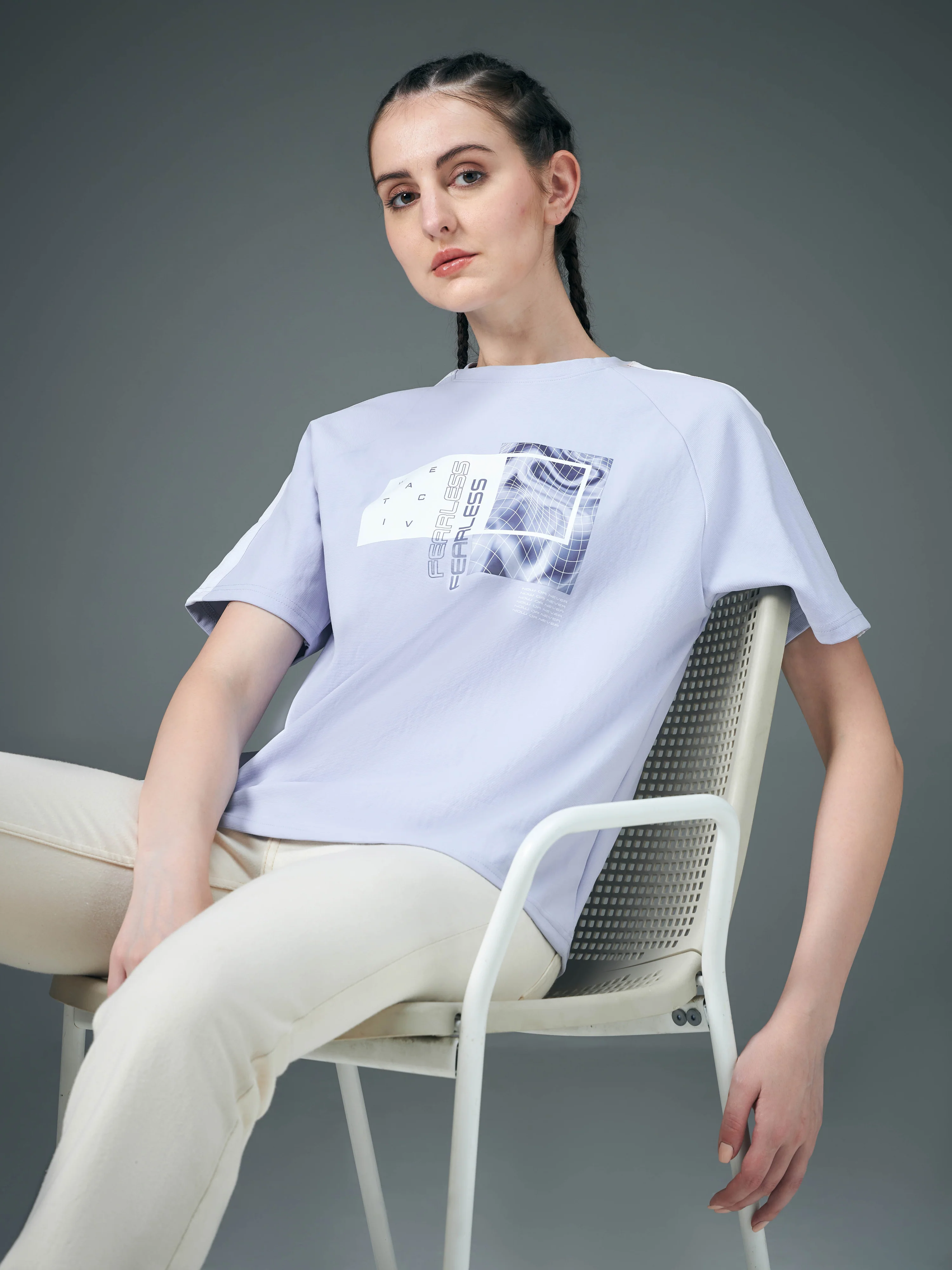 Women Printed Relaxed Fit Round Neck T-shirt with ELASTOPLUS