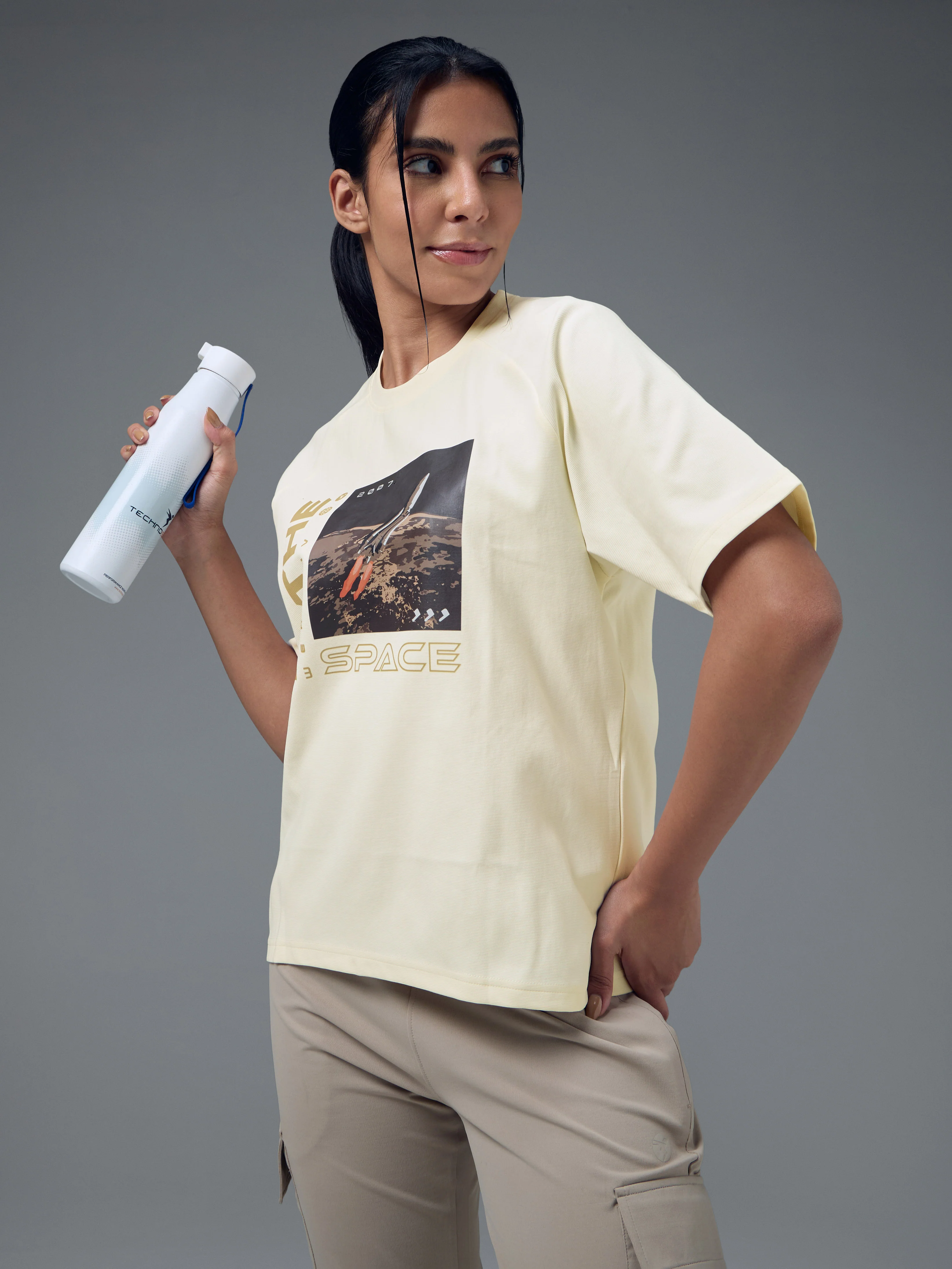 Women Printed Relaxed Fit Round Neck T-shirt with ELASTOPLUS