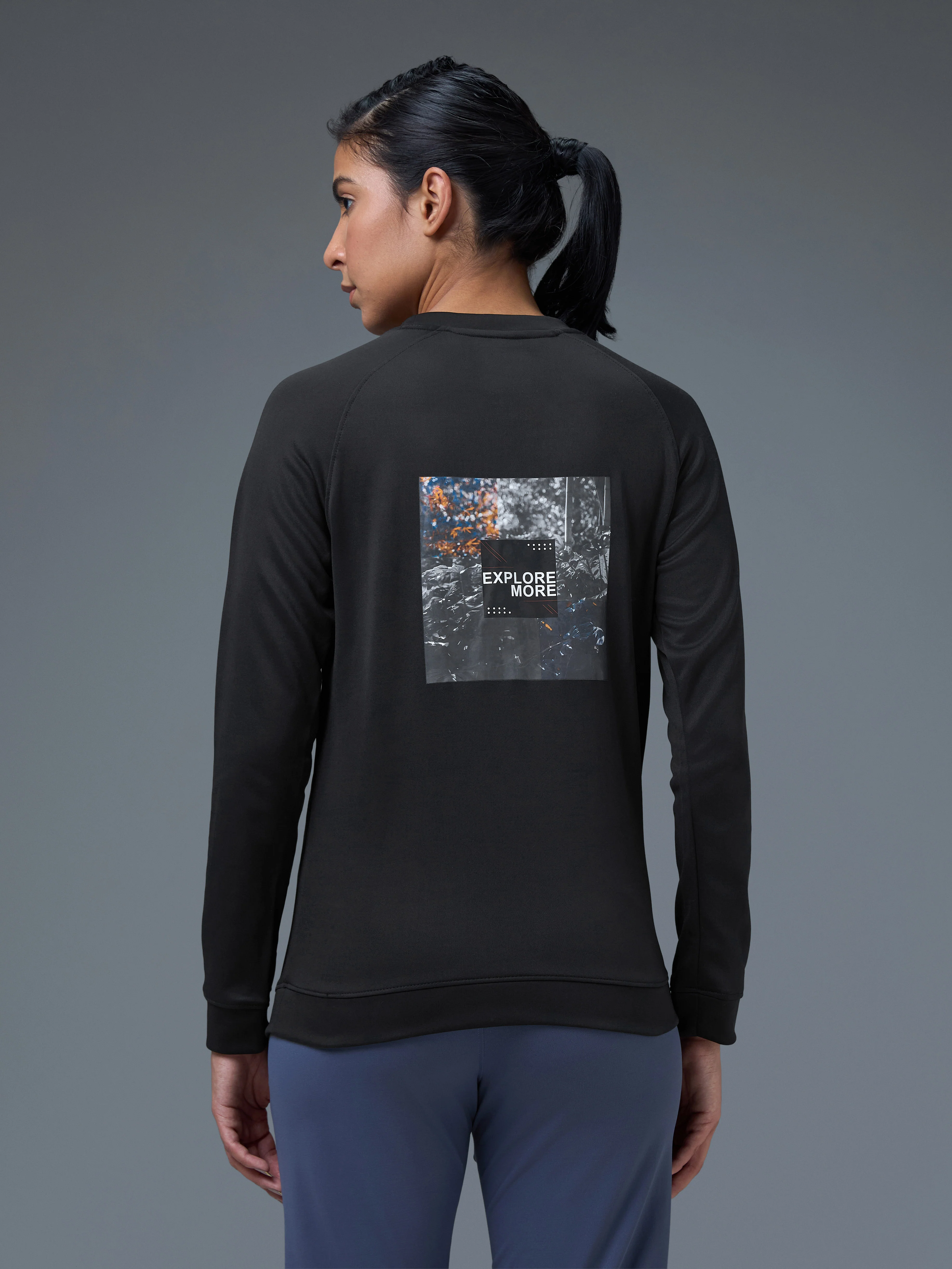Women Printed Slim Fit Crew Neck Pullover with ELASTO PLUS - Image 3