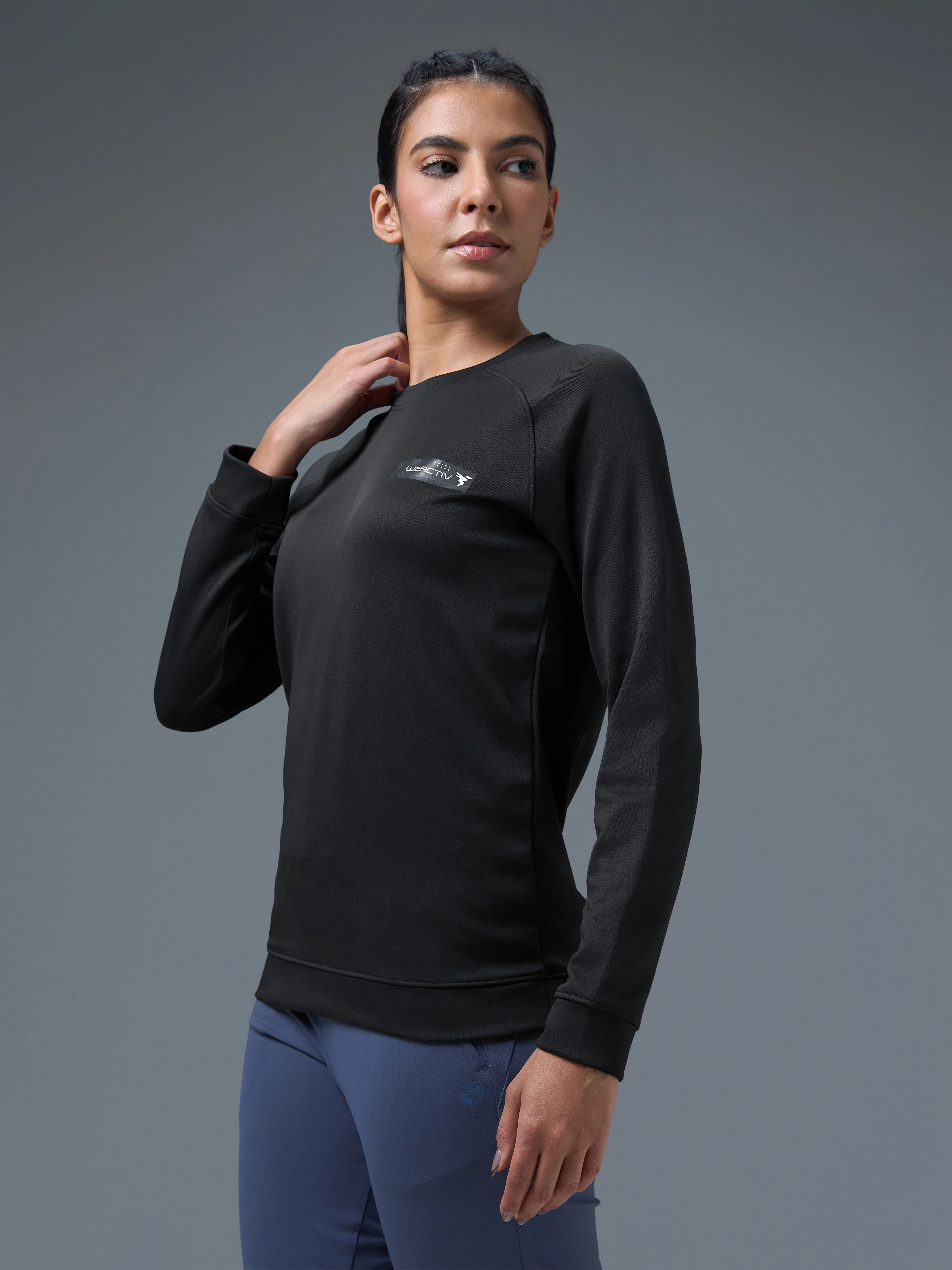 Women Printed Slim Fit Crew Neck Pullover with ELASTO PLUS - Image 4