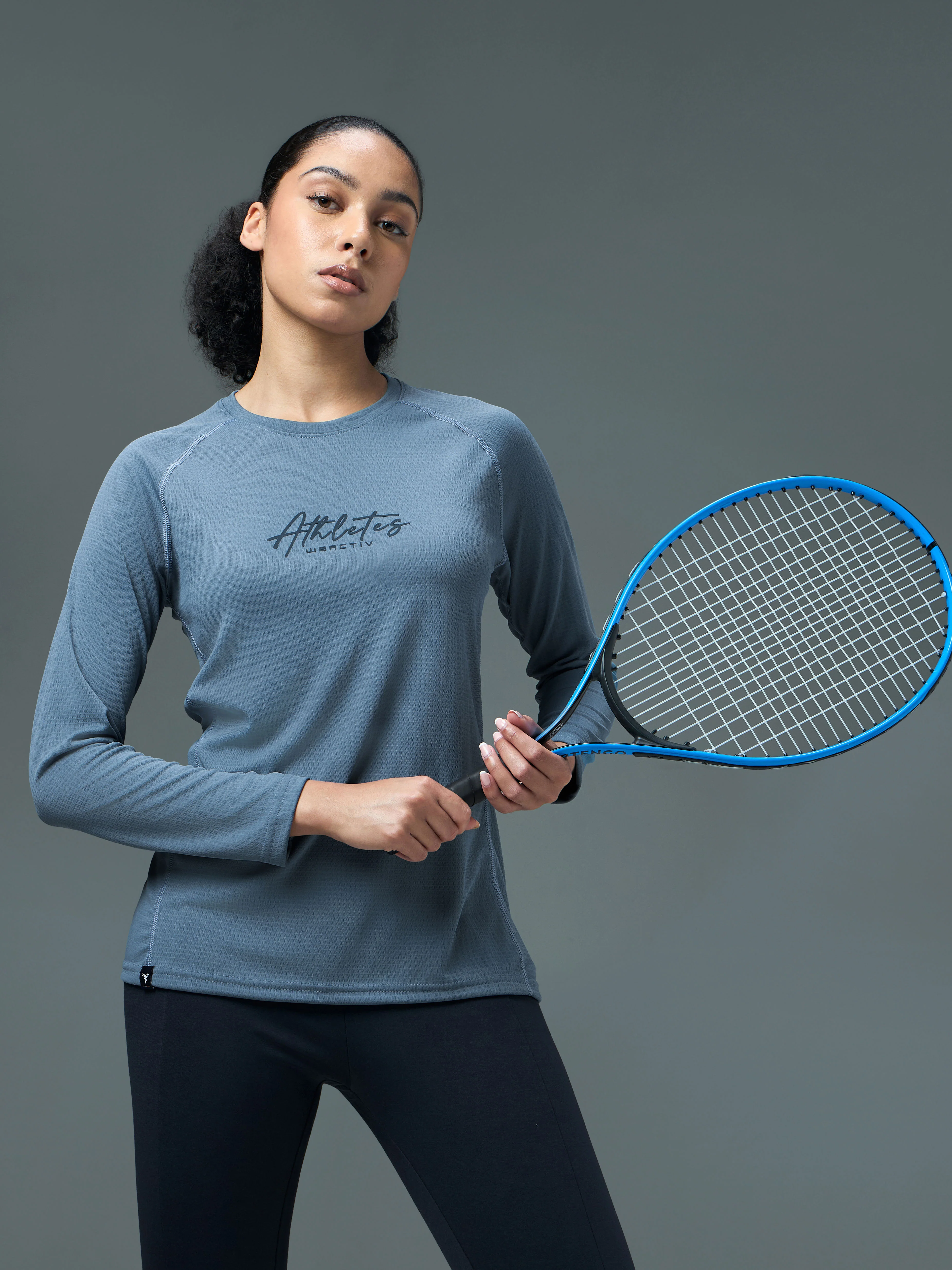 Women Printed Slim Fit Round Neck Sports Tee for Yoga & Fitness with TECHNOCOOL+