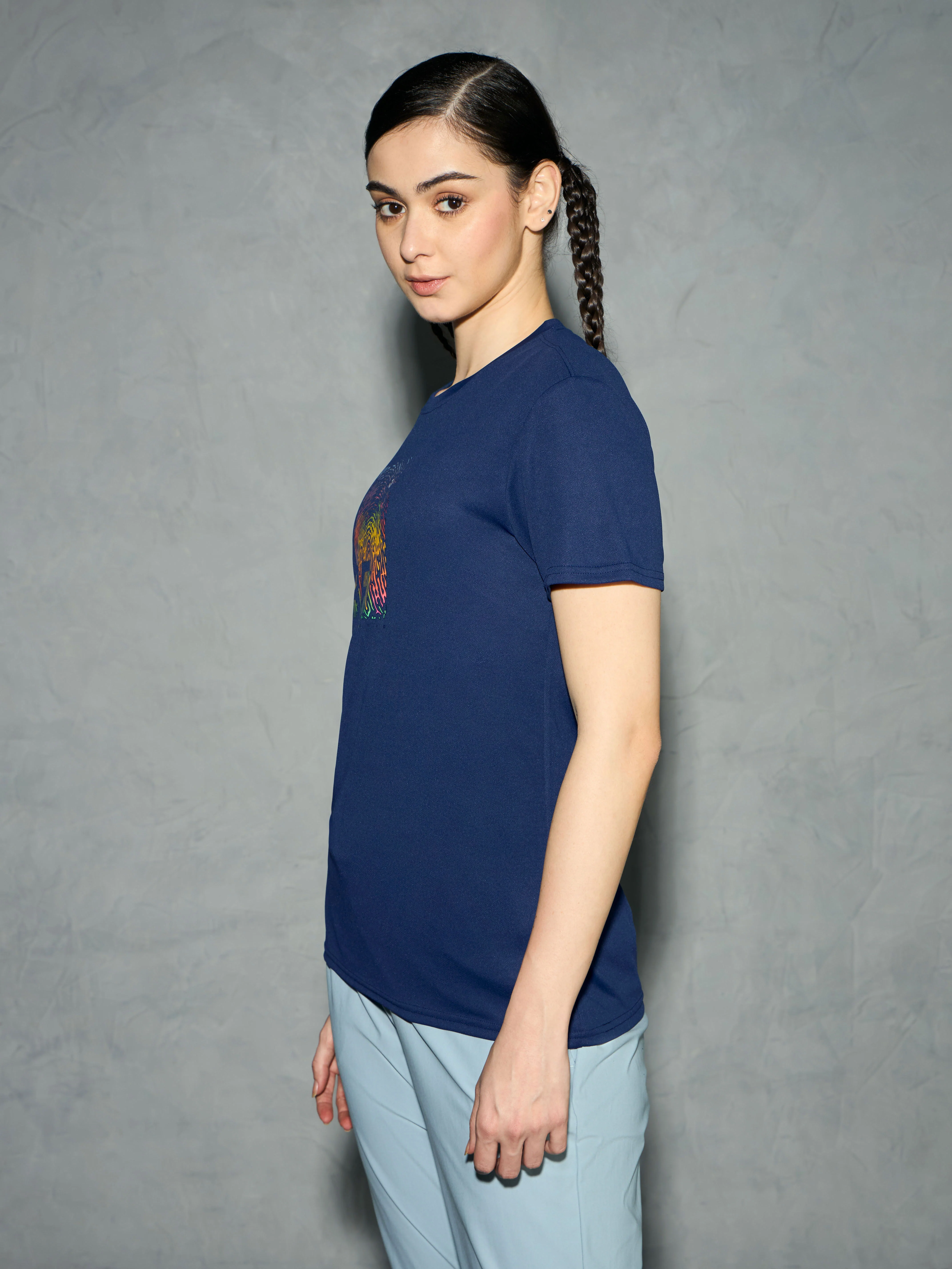 Women Printed Slim Fit Round Neck T-shirt with TECHNOCOOL+ - Image 4