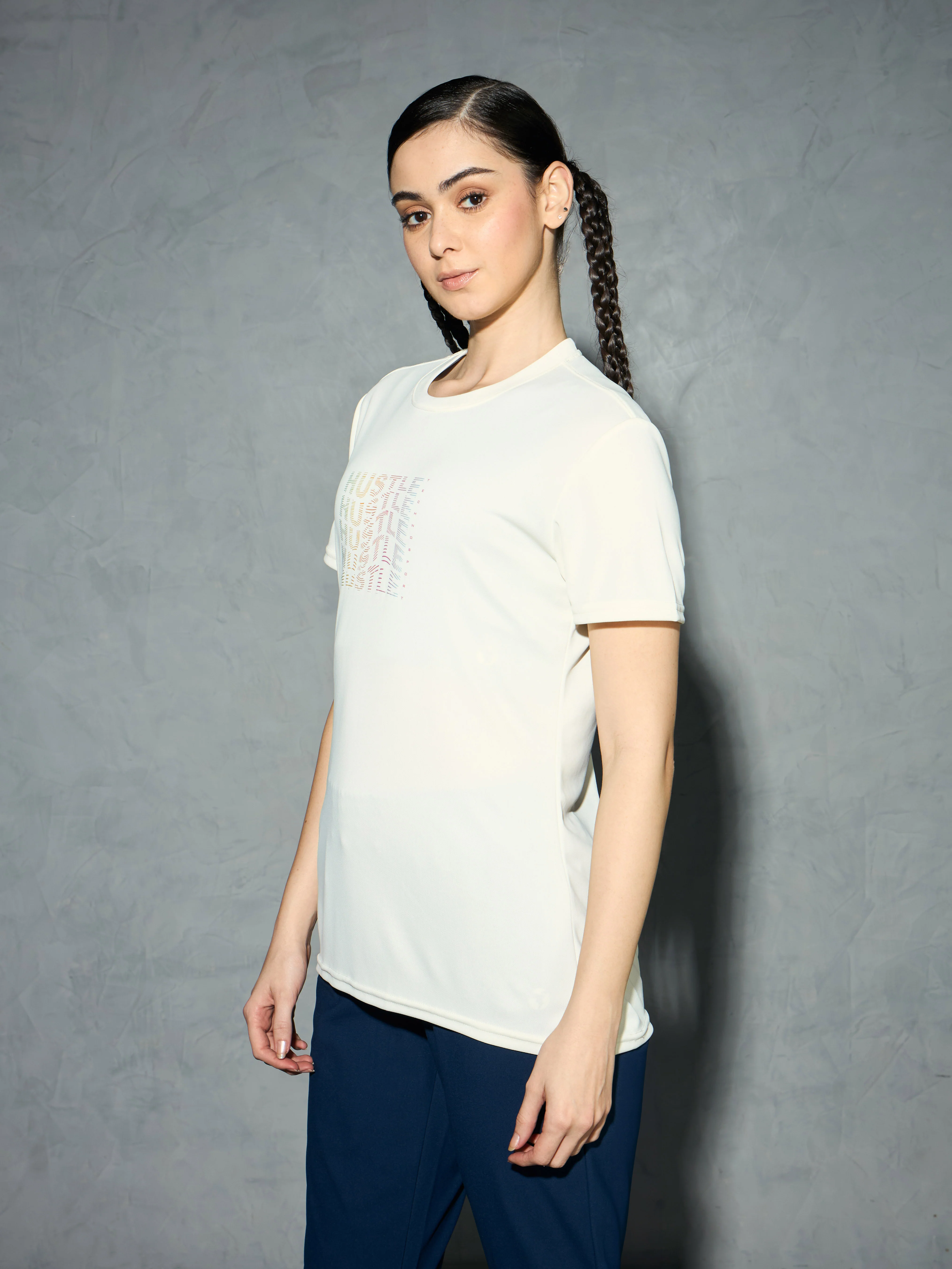 Women Printed Slim Fit Round Neck T-shirt with TECHNOCOOL+ - Image 3