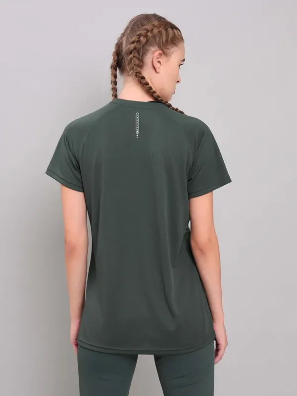 Women Abstract Print Slim Fit Crew Neck T-shirt with TECHNO COOL+ - Image 3