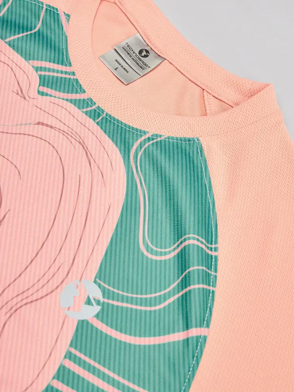 Women Abstract Print Slim Fit Crew Neck T-shirt with TECHNO COOL+ - Image 8