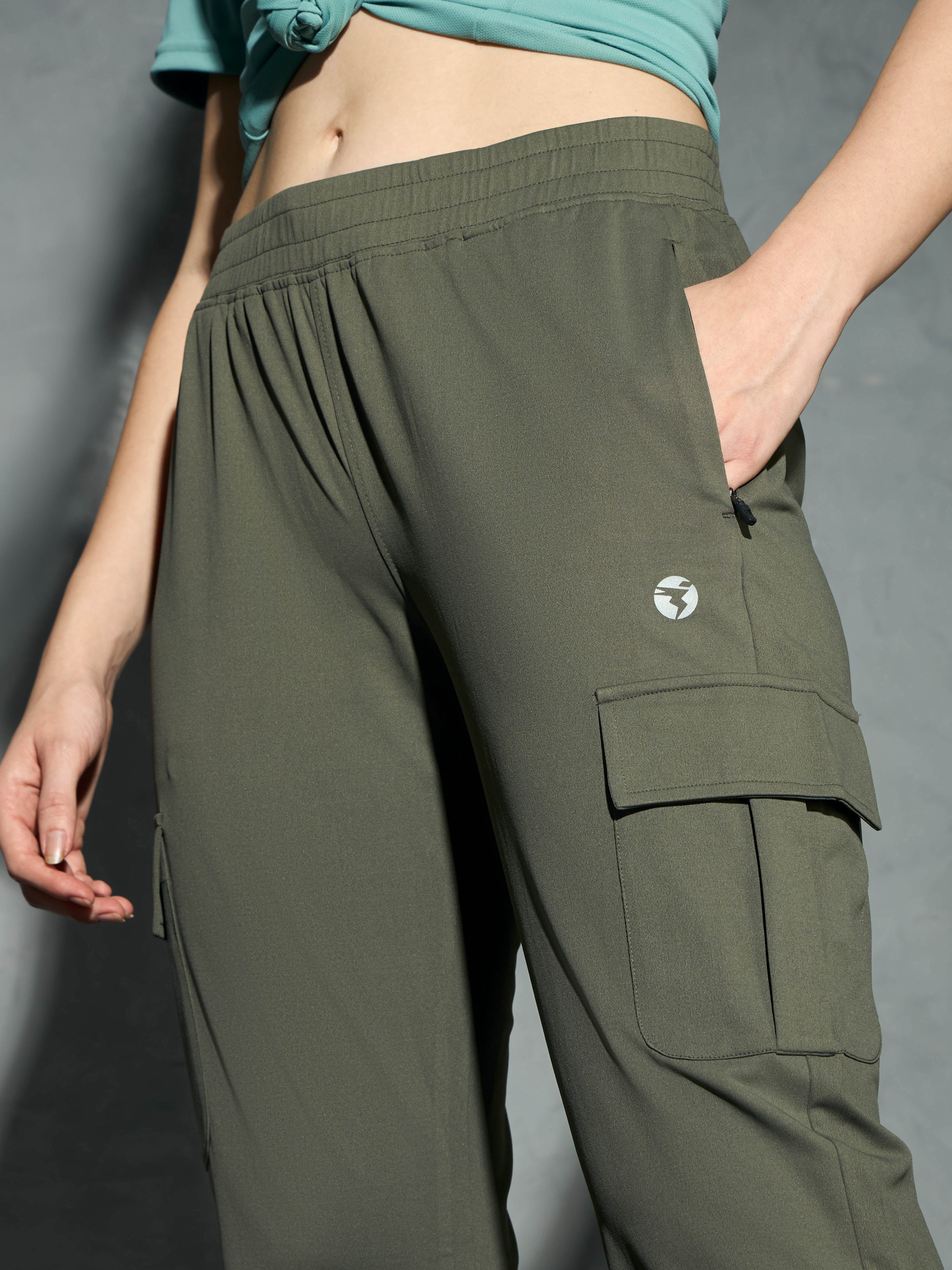 Women Solid Slim Fit Cargo Trackpants with TECHNO GUARD - Image 6