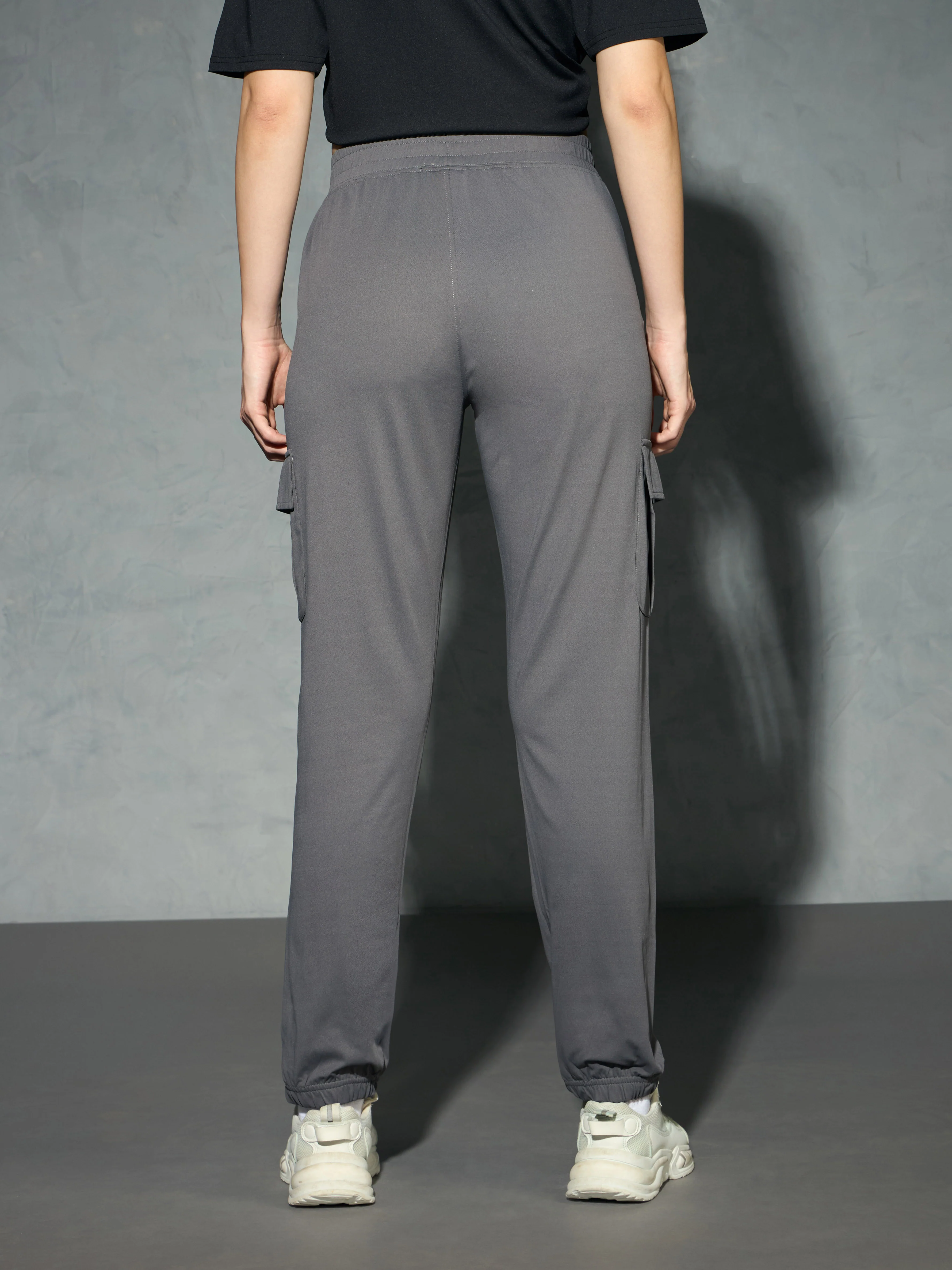 Women Solid Slim Fit Cargo Trackpants with TECHNO GUARD - Image 2