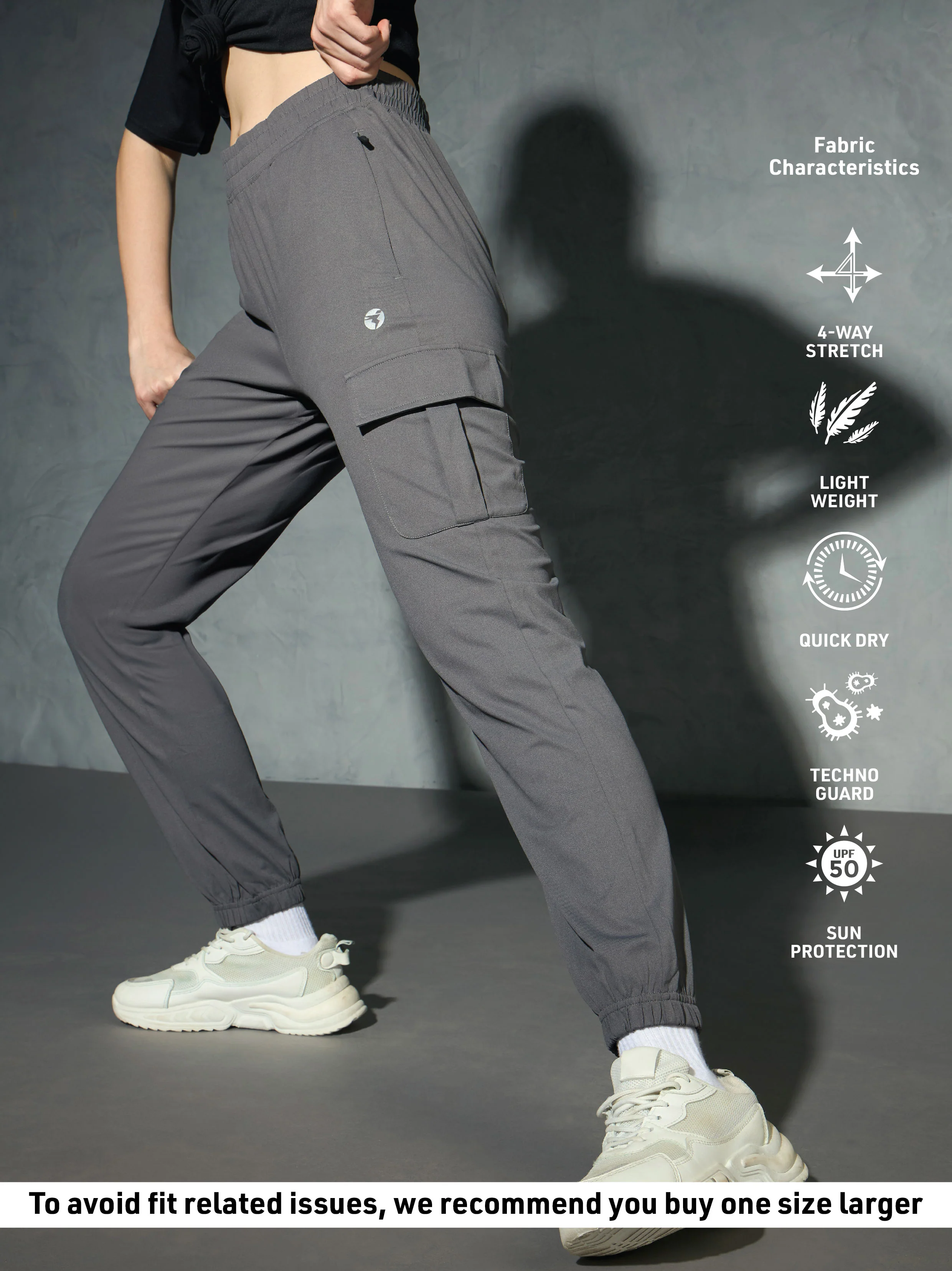 Women Solid Slim Fit Cargo Trackpants with TECHNO GUARD - Image 5