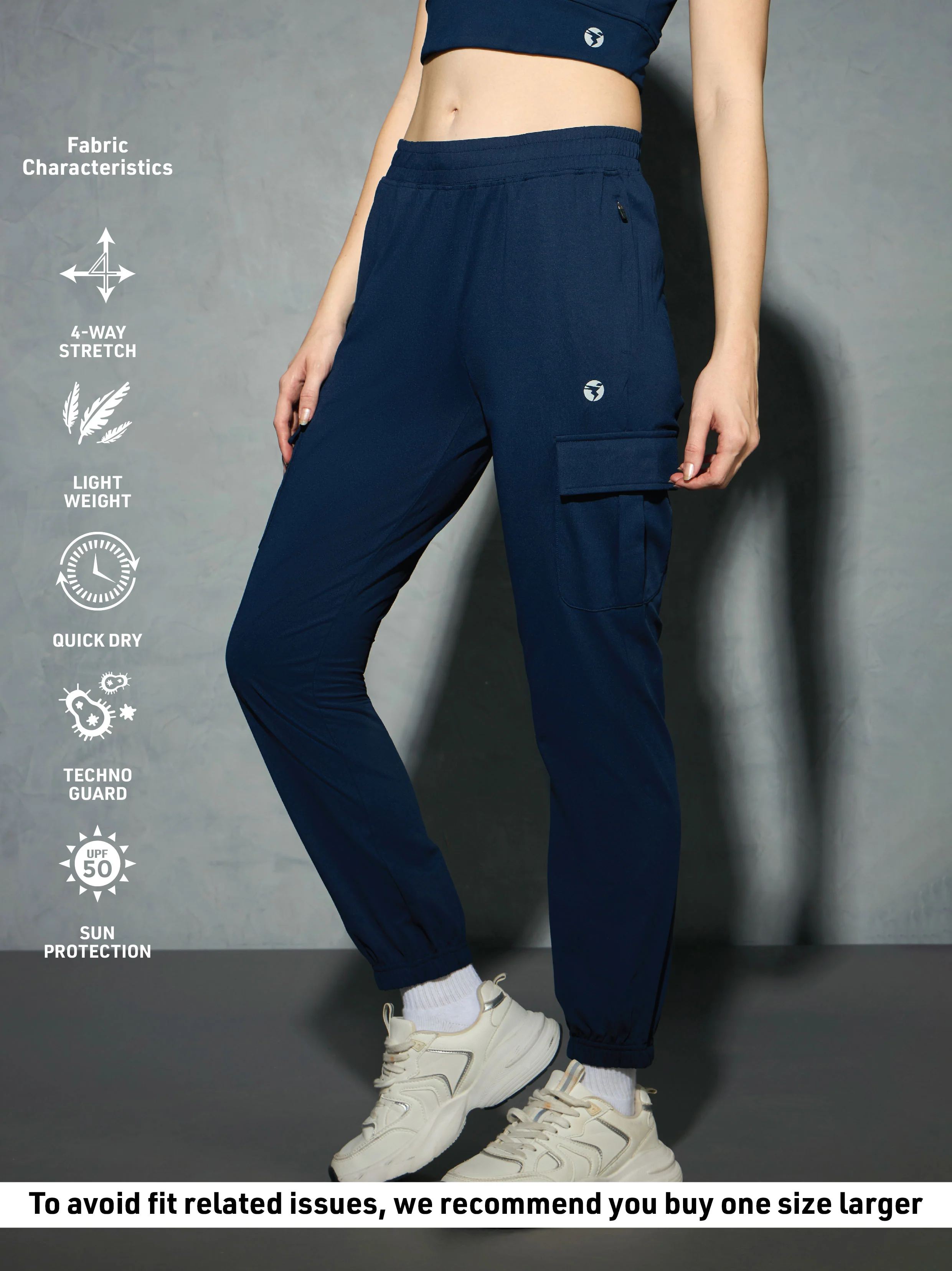 Women Solid Slim Fit Cargo Trackpants with TECHNO GUARD - Image 3