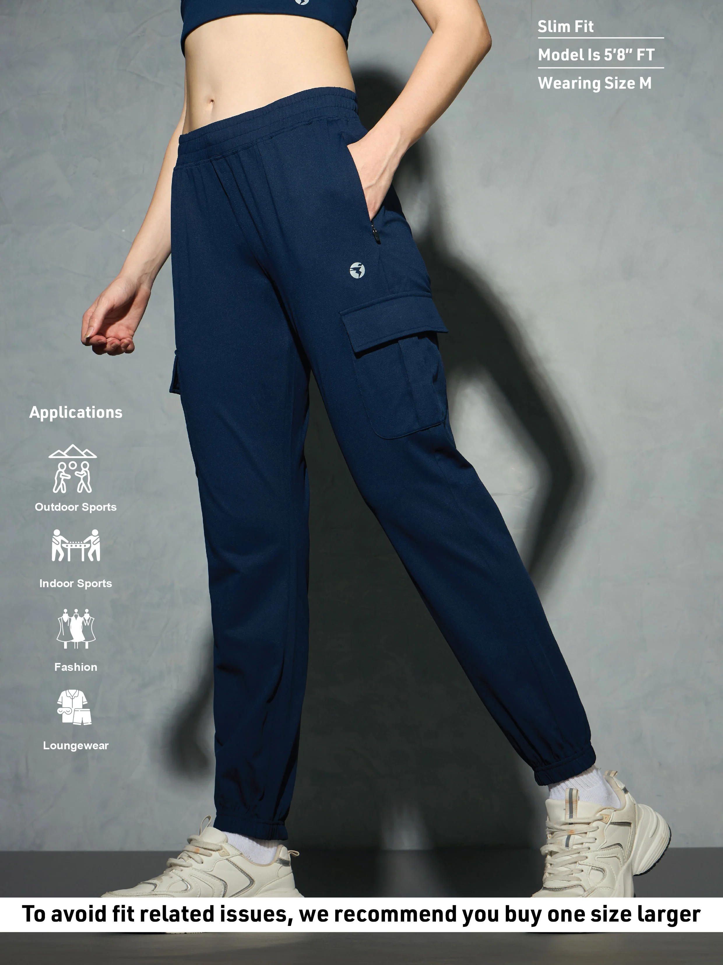 Women Solid Slim Fit Cargo Trackpants with TECHNO GUARD - Image 5
